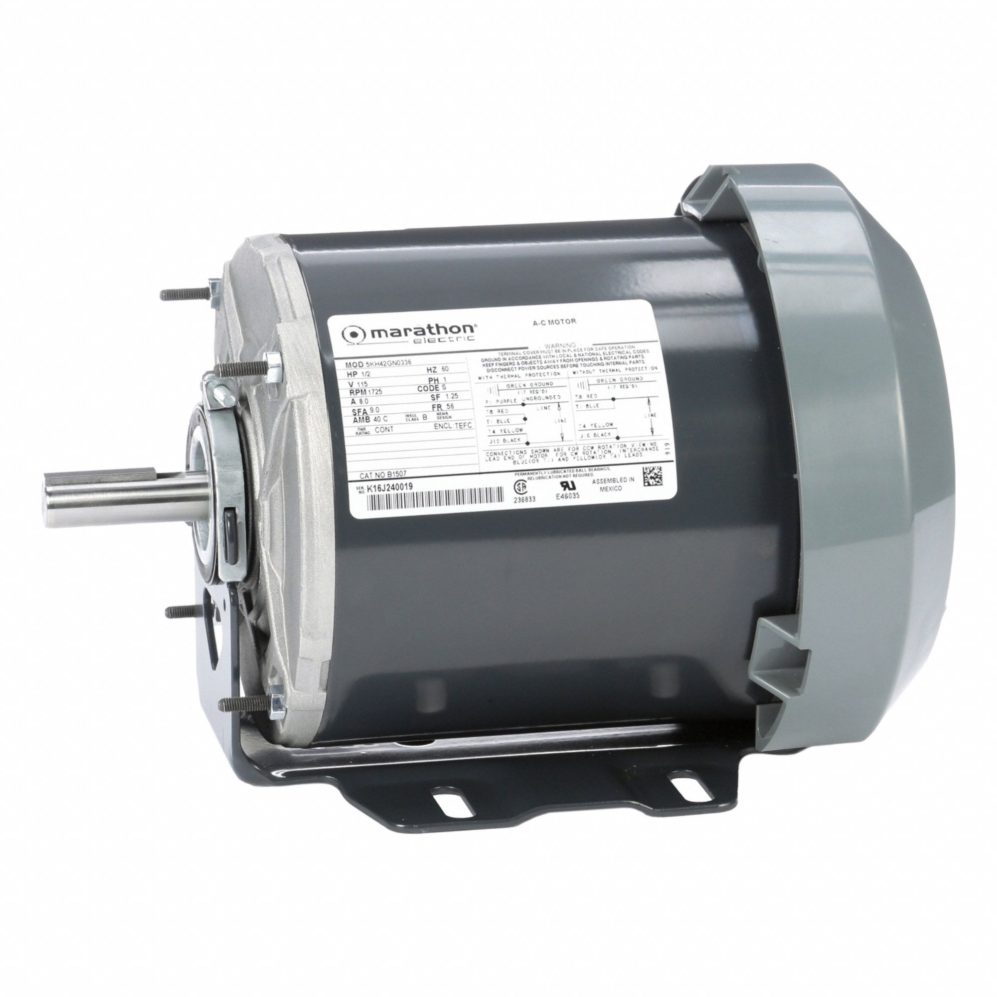 Direct Drive Blower Motor: Cradle Base, Split-Phase, Single Phase, 1/2 hp, 1, 725 RPM, 115V AC
