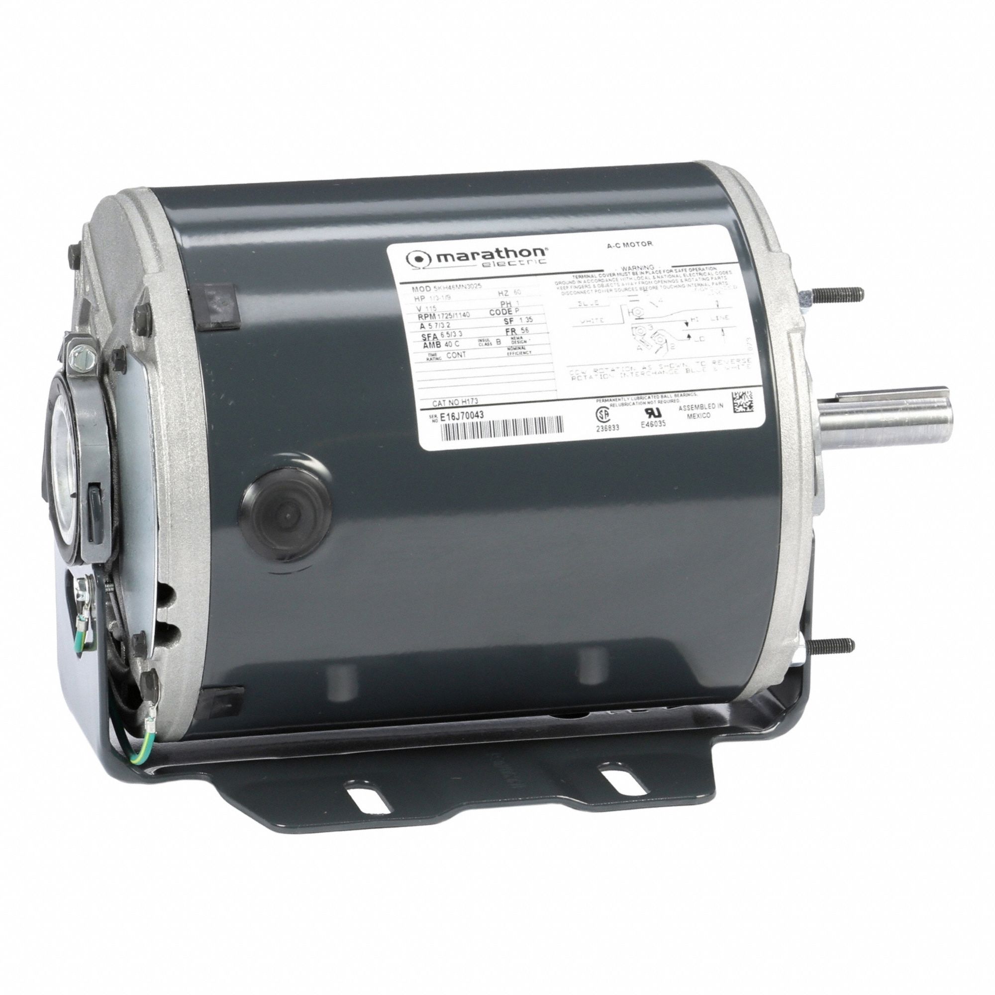 Direct Drive Blower Motor: 2 Speed, Open Drip Proof, Cradle Base Mount, 1, 725/1, 140 RPM RPM