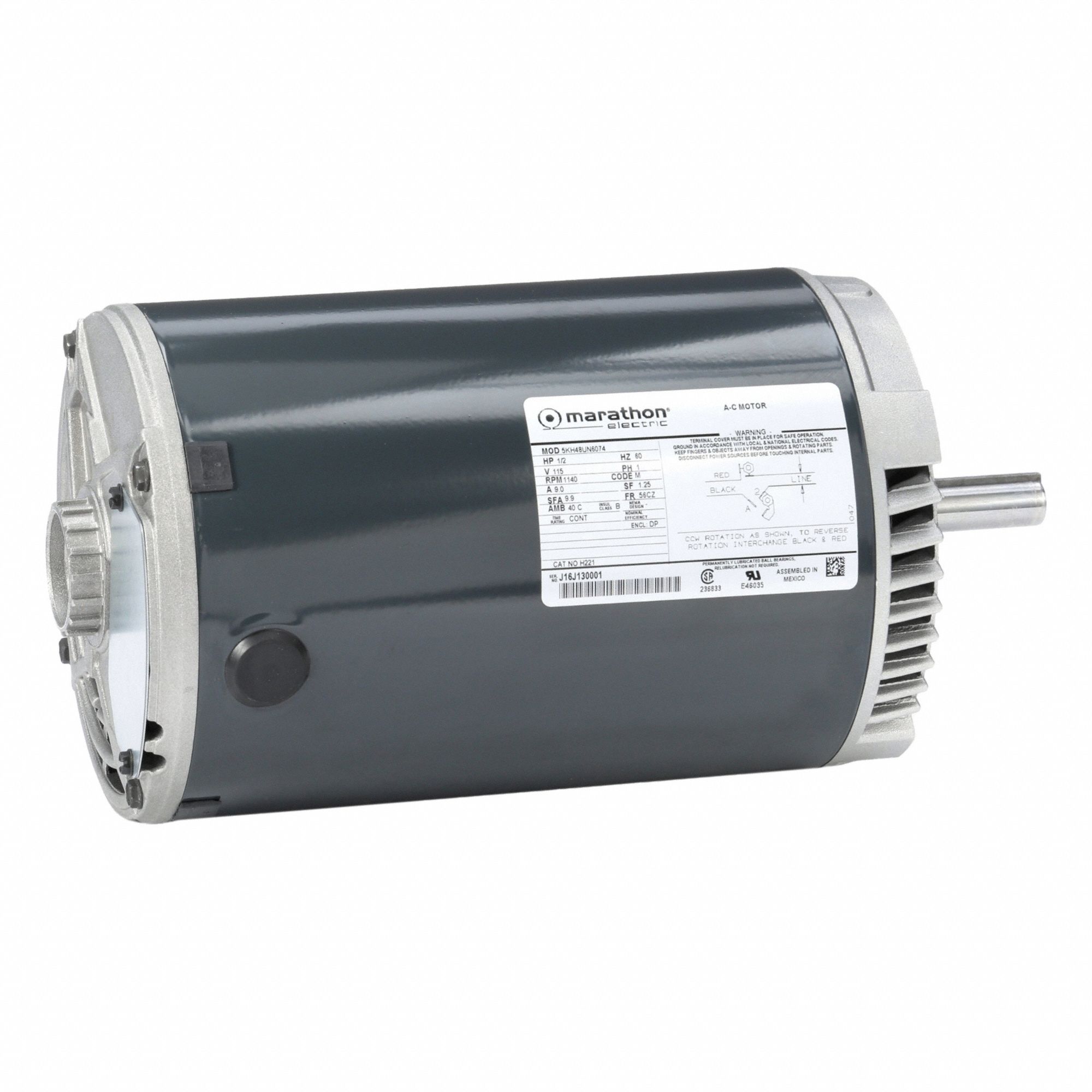 Direct Drive Blower Motor: 1 Speed, Open Drip Proof, C-Face Mount, 1/2 hp Horsepower, 115V AC