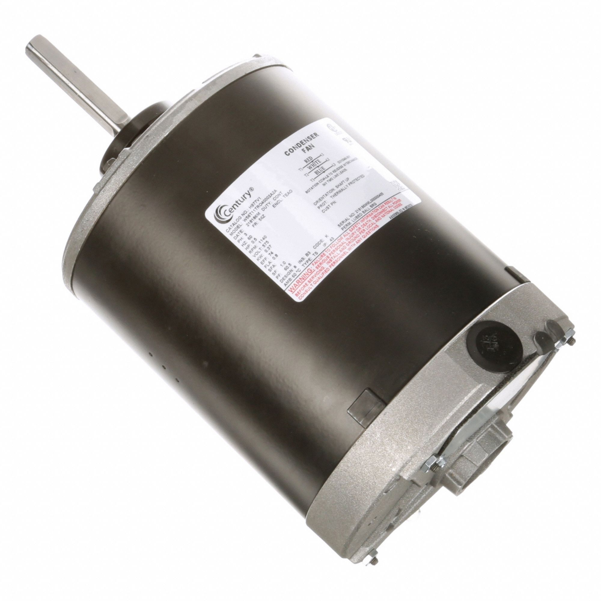 Condenser Fan Motor: Belly Band Mount, Totally Enclosed Air-Over, 1, 140 RPM Nameplate RPM
