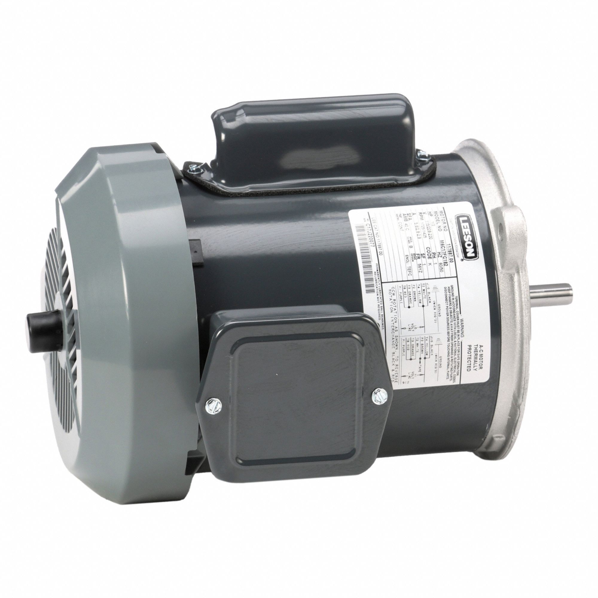 Farm Duty Motor: Single Phase, C-Face, Capacitor-Start, 1/3 hp, 1, 725 RPM, 56YZ Frame Size, B