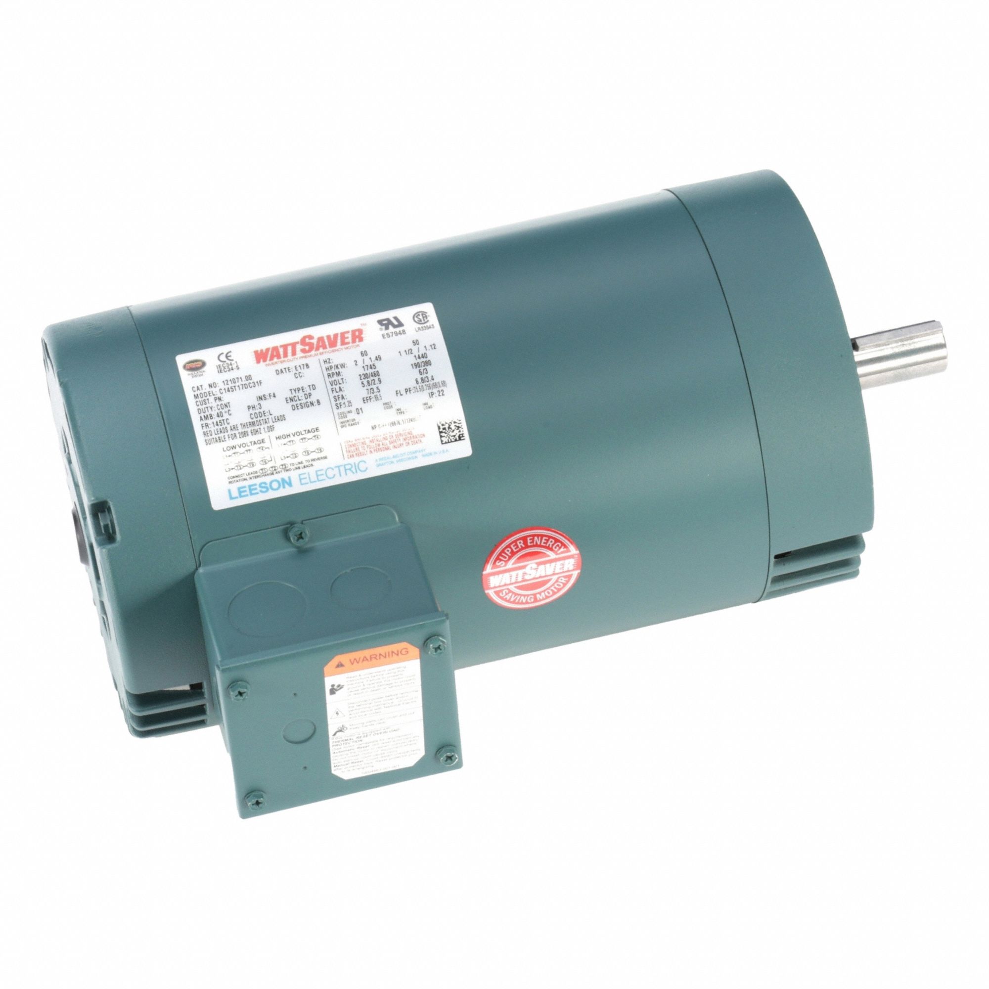 General Purpose Motor: Open Drip Proof, C-Face Mount, 2 HP, 1, 745 Nameplate RPM, 230/460V