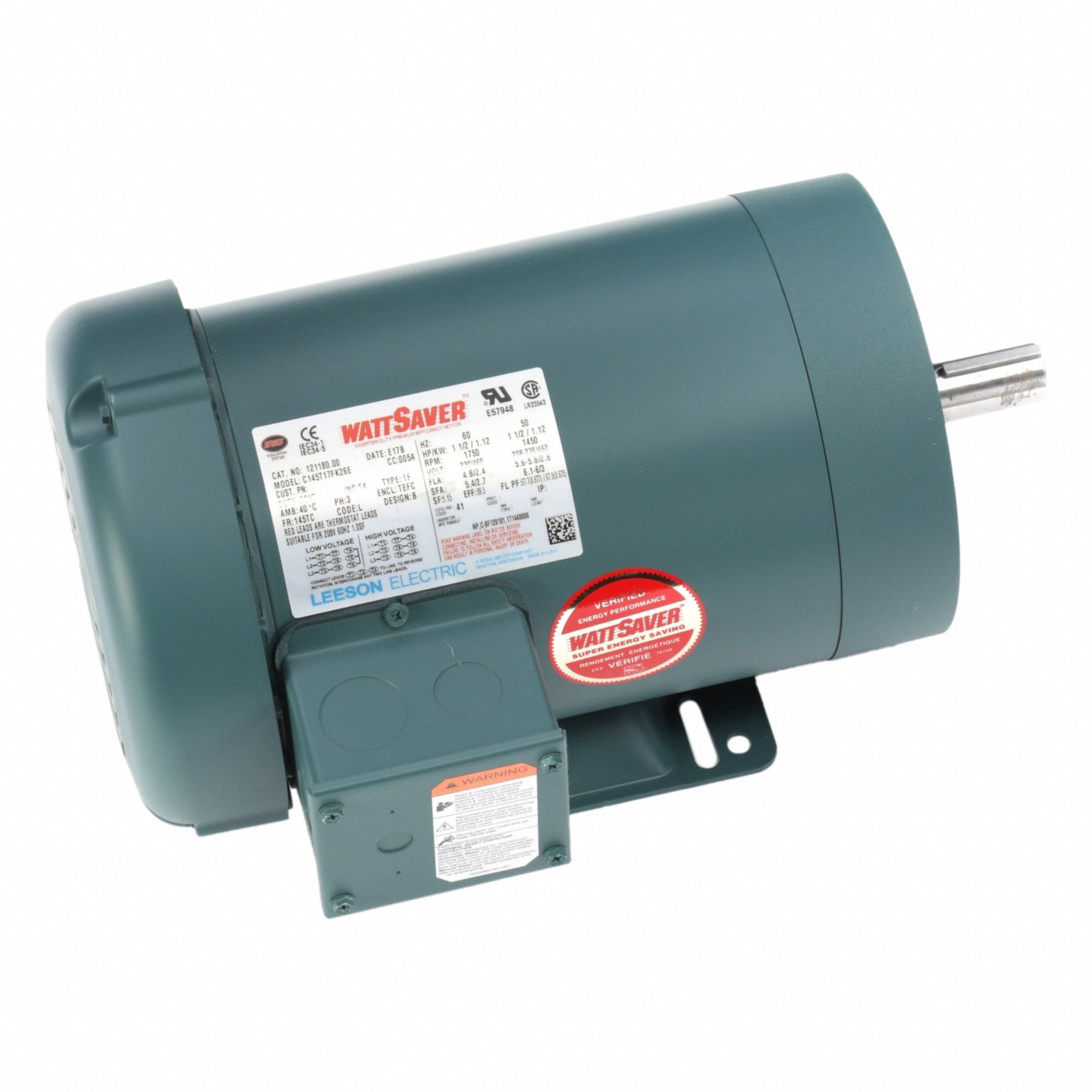 General Purpose Motor: Totally Enclosed Fan Cooled, Rigid Base Mount, 1 1/2 HP, 230/460V