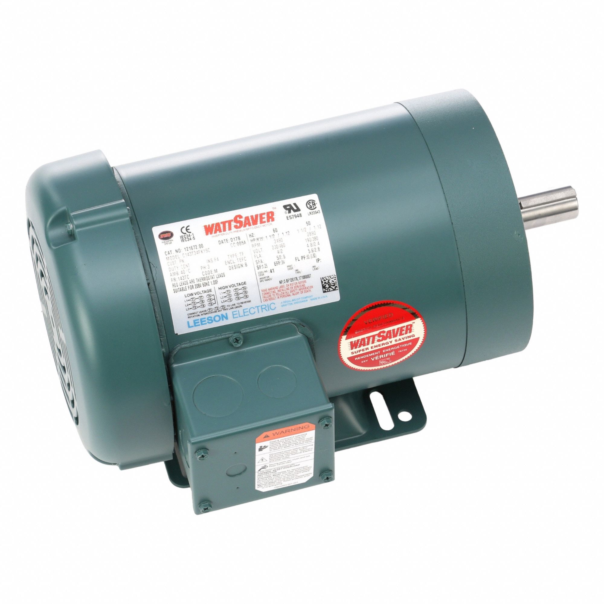 General Purpose Motor: Totally Enclosed Fan Cooled, Rigid Base Mount, 1 1/2 HP, 230/460V