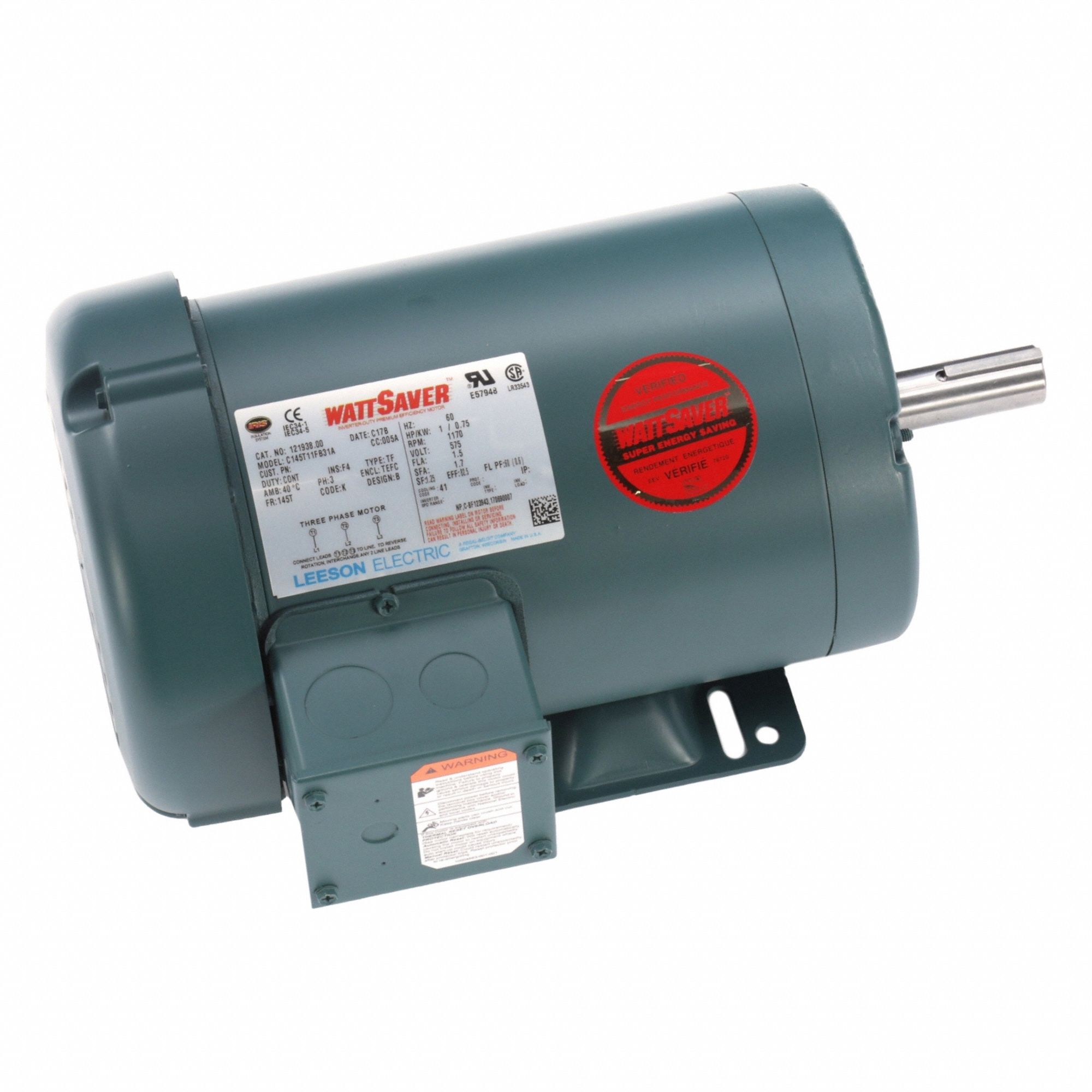 General Purpose Motor: Totally Enclosed Fan Cooled, Rigid Base Mount, 1 HP, 575V, 145T Frame