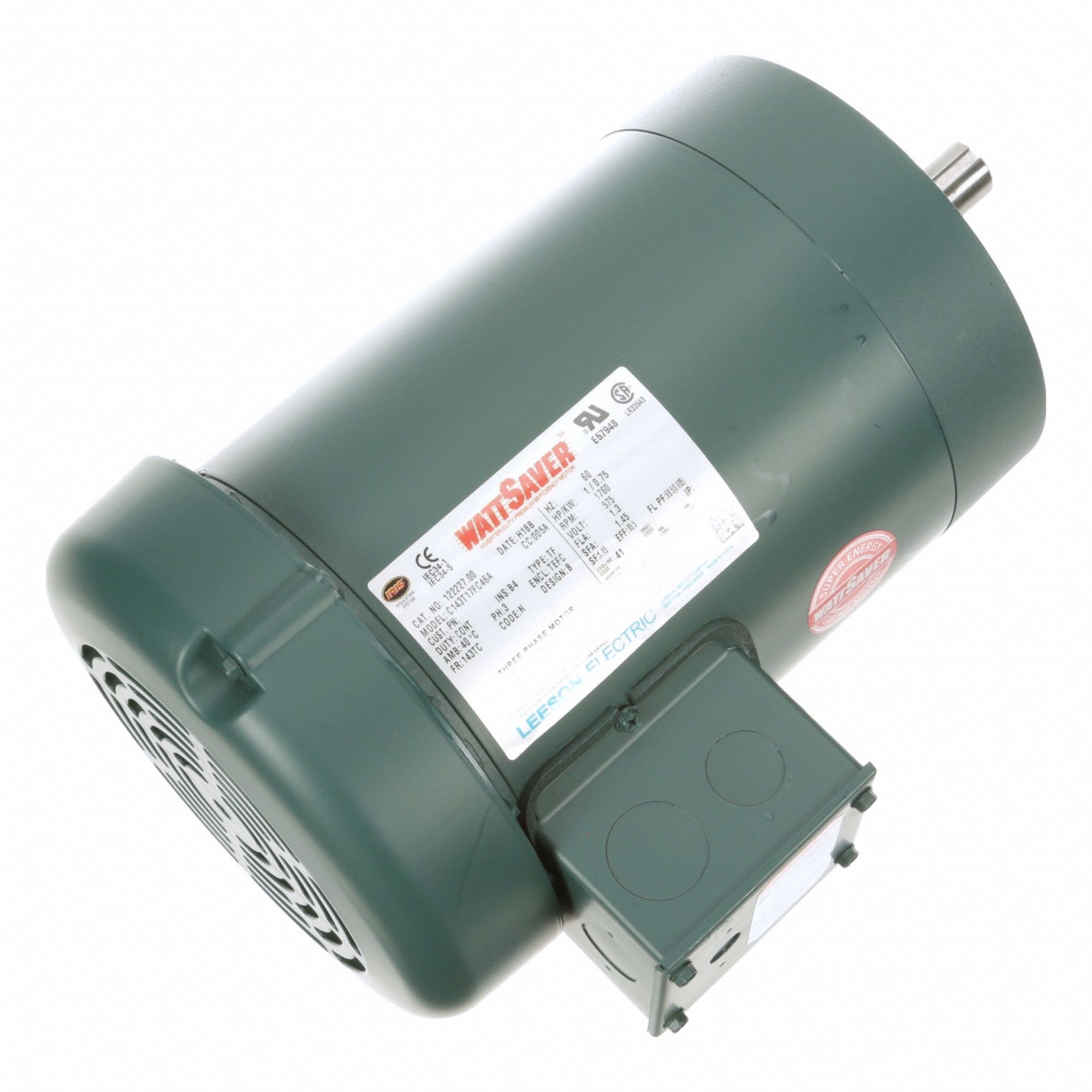 General Purpose Motor: Totally Enclosed Fan Cooled, C-Face Mount, 1 HP, 1, 760 Nameplate RPM