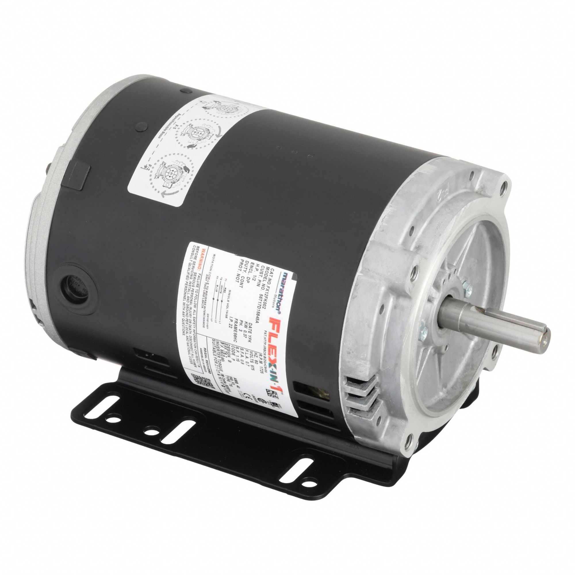 General Purpose Motor: Open Drip Proof, Universal Mount, 1/2 HP, 1, 725 Nameplate RPM, 575V