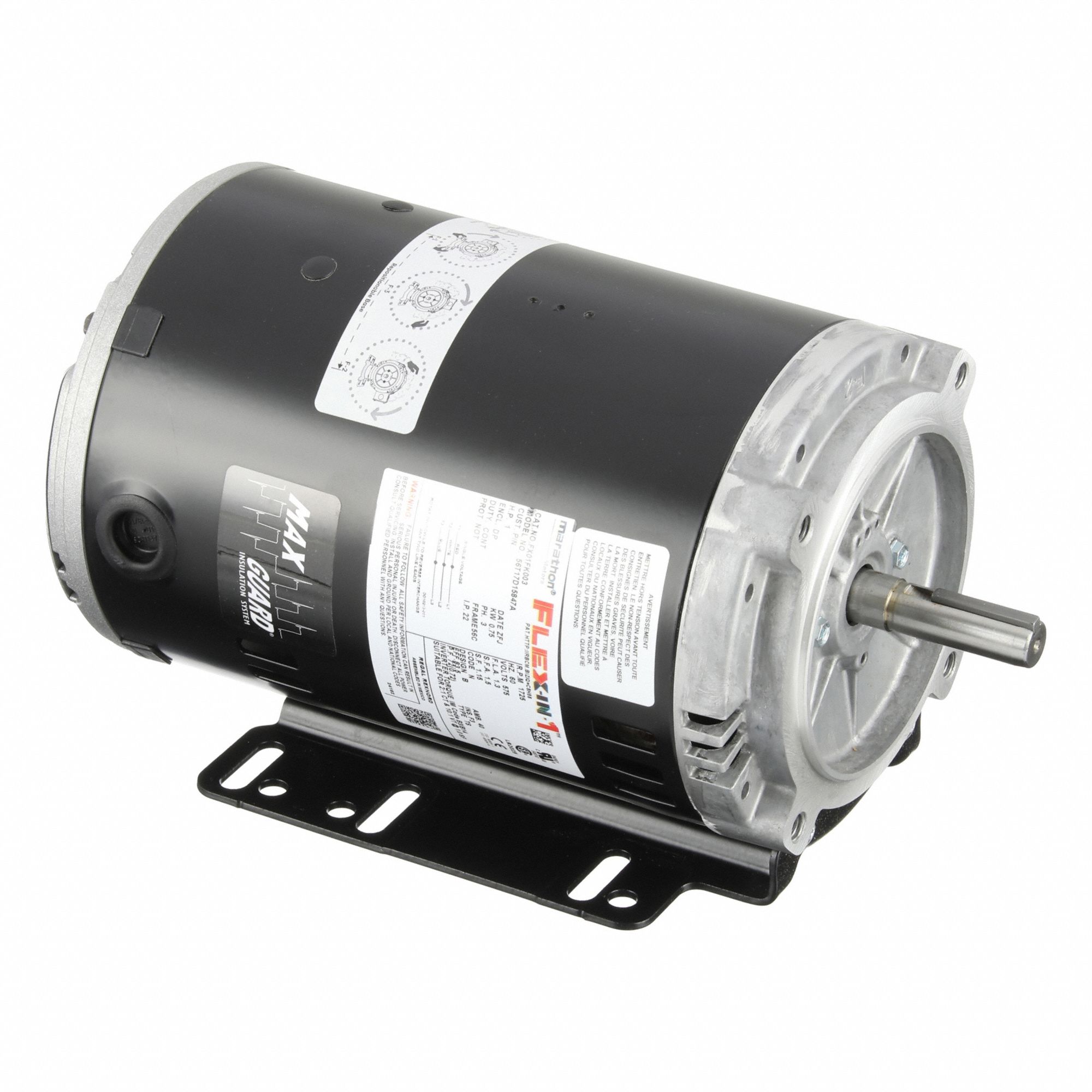 General Purpose Motor: Open Drip Proof, Universal Mount, 1 HP, 1, 725 Nameplate RPM, 575V