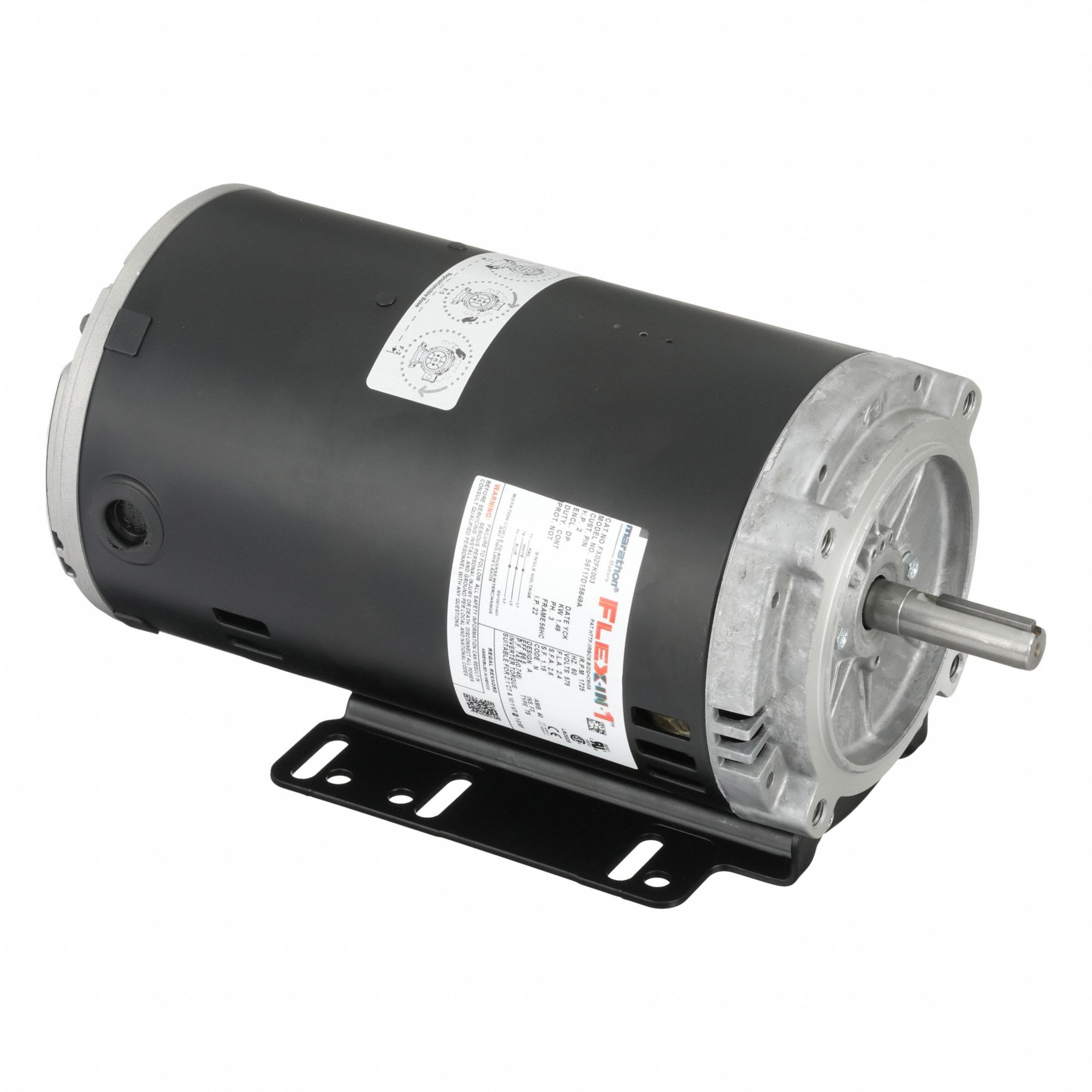 General Purpose Motor: Open Drip Proof, Universal Mount, 2 HP, 1, 725 Nameplate RPM, 575V