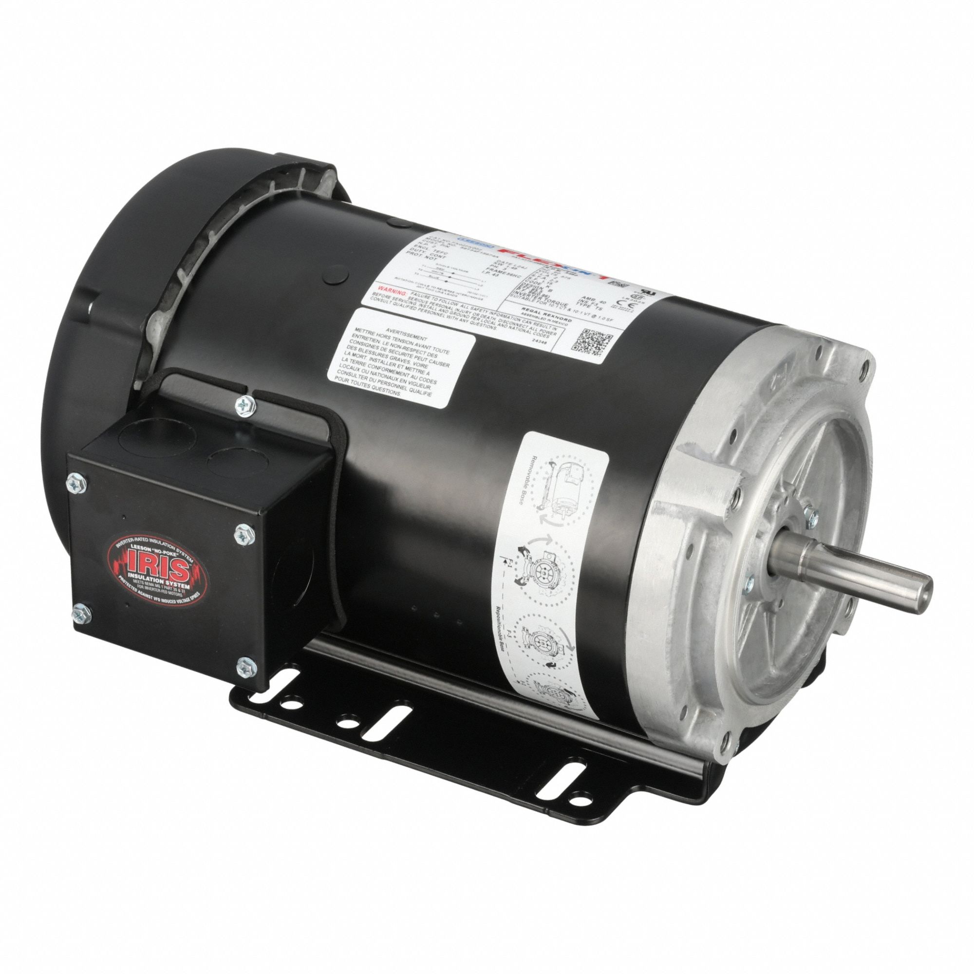 LEESON General Purpose Motor: C-Face/Universal Mount, Totally Enclosed Fan Cooled, 2 hp, 575V AC (MPN 056T34F15674). Key specifications — Brand: LEESON; Nameplate Voltage @ 60 Hz: 575V AC; Full Load Current @ 60 Hz: 2.5 A; Nameplate RPM @ 60 Hz: 3,450 RPM; Motor Enclosure: TEFC.