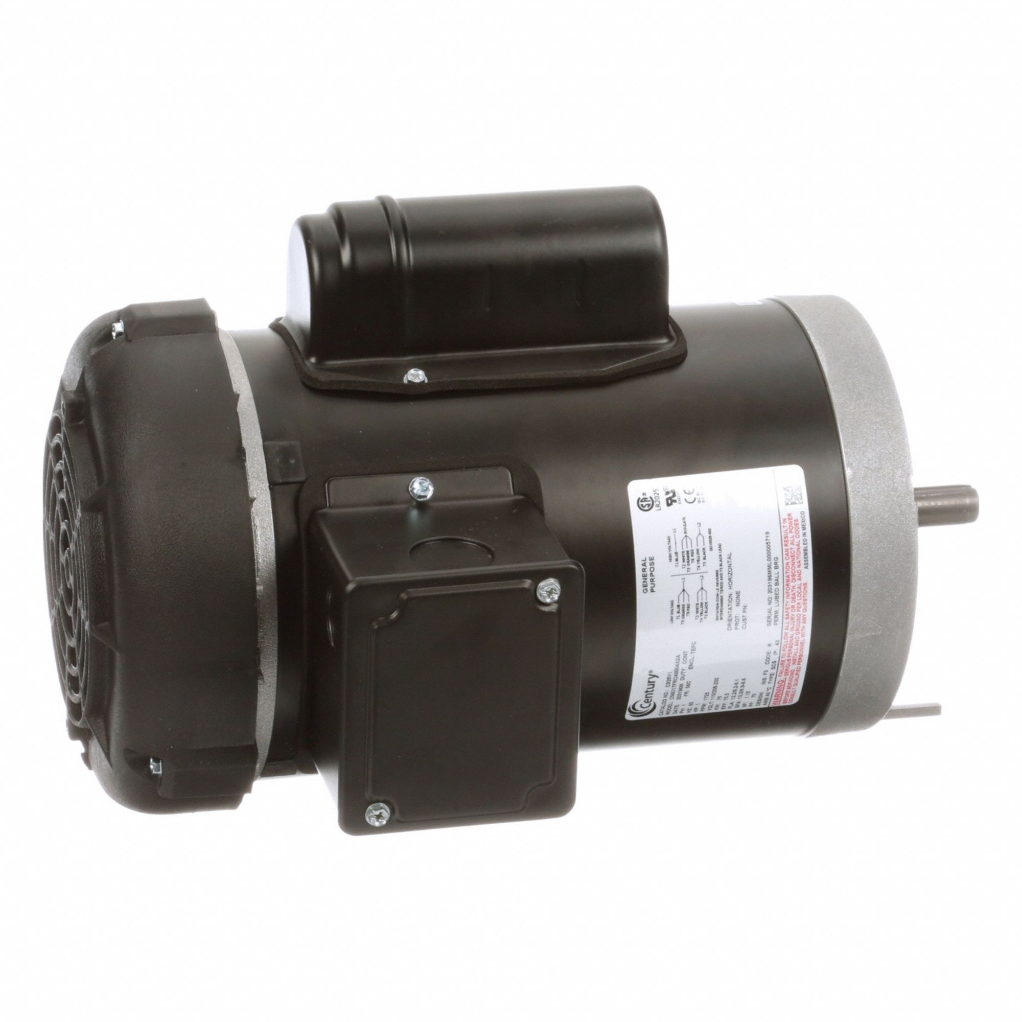 General Purpose Motor: Single Phase, 1 hp, 115/208-230V AC, 56C Frame Size, 1, 725 RPM, 60 Hz