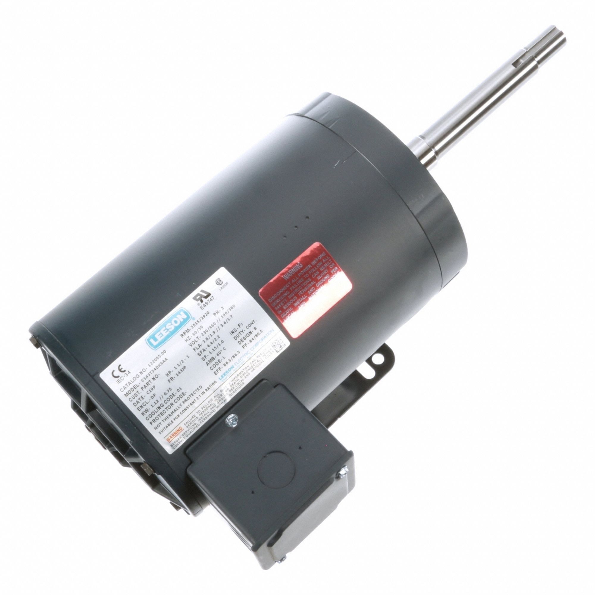 Close-Coupled Pump Motor: Open Dripproof, Rigid Base Mounting, 1 1/2 hp HP, 230/460V AC