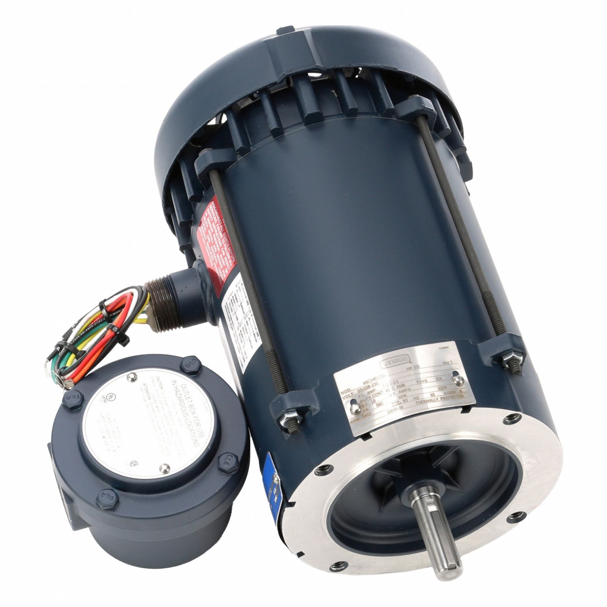Hazardous Location Motor: Division I, Class I/Class II, C-Face, 1/3 hp Horsepower, 3.5 A