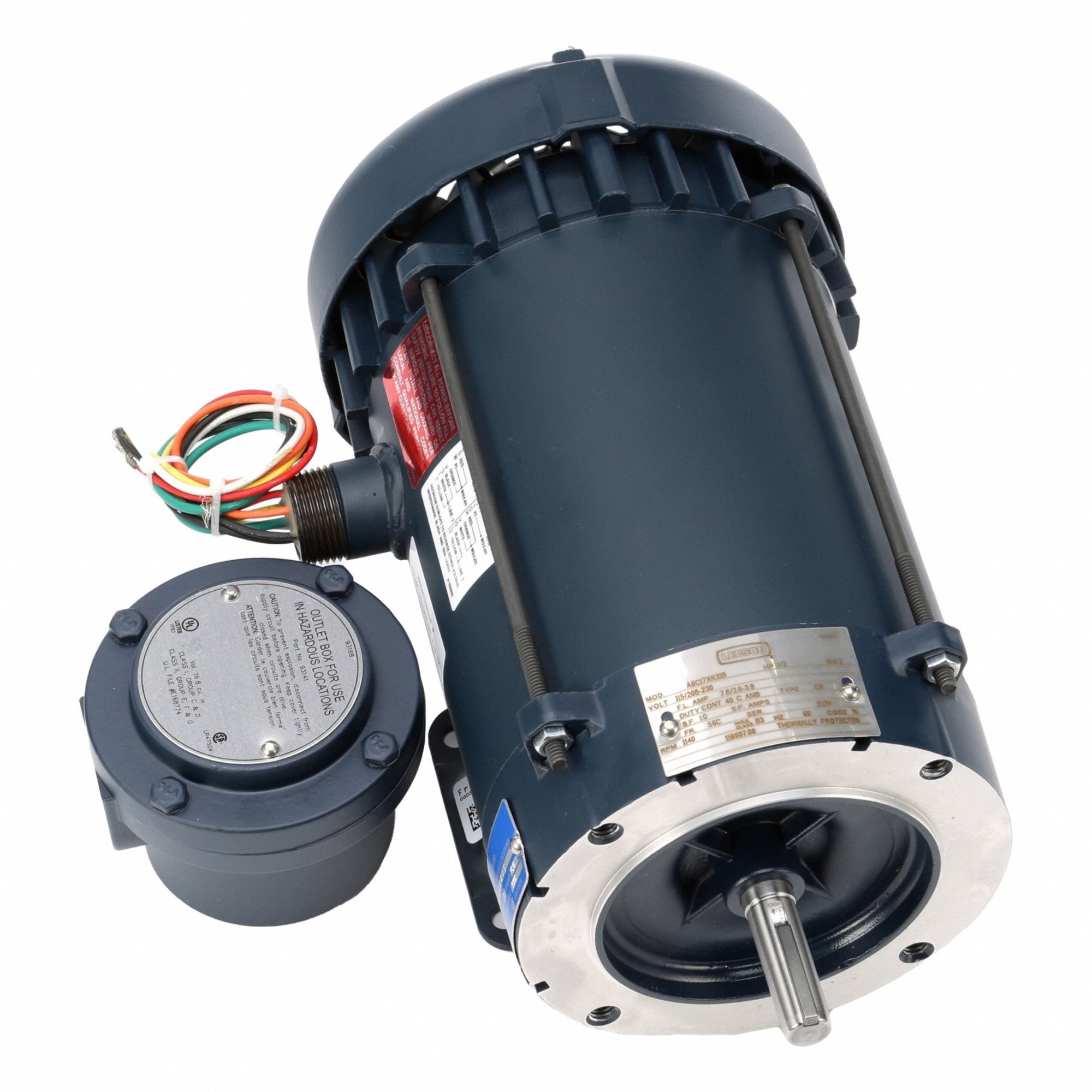 Hazardous Location Motor: Division I, Class I/Class II, C-Face/Rigid Base, 1/3 hp Horsepower