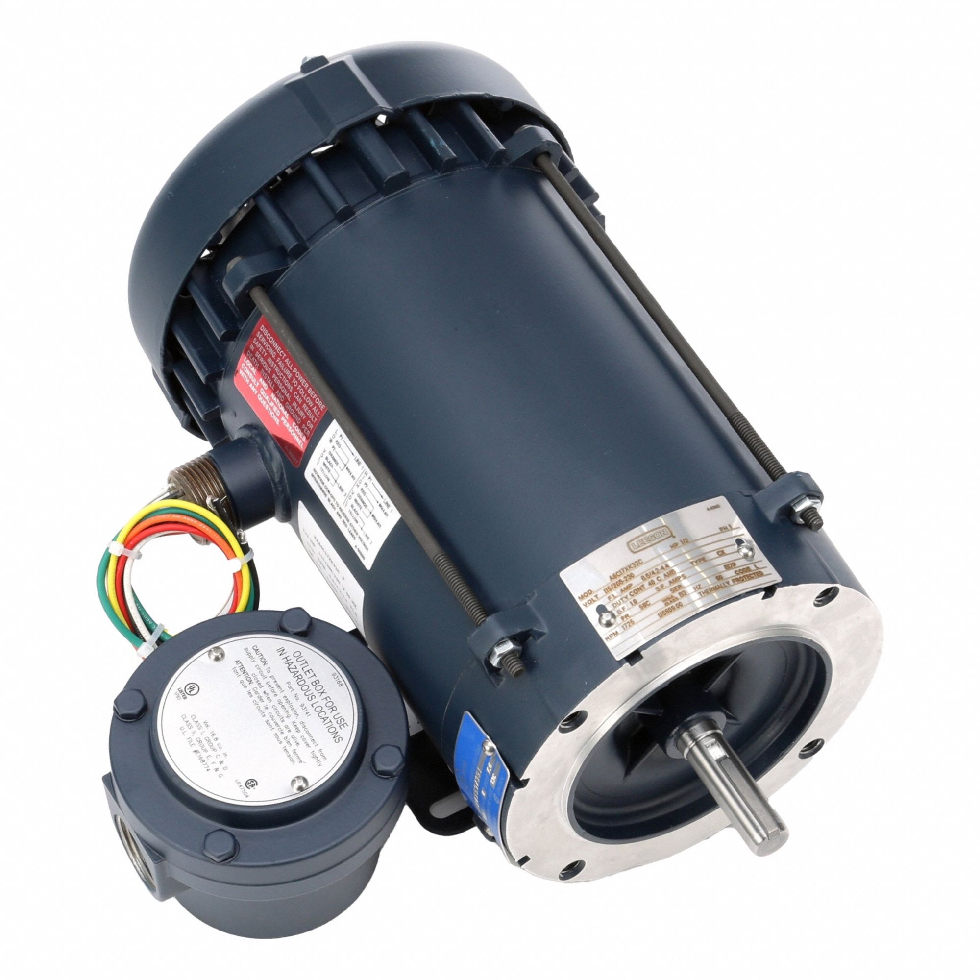 Hazardous Location Motor: Division I, Class I/Class II, C-Face/Rigid Base, 1/2 hp Horsepower