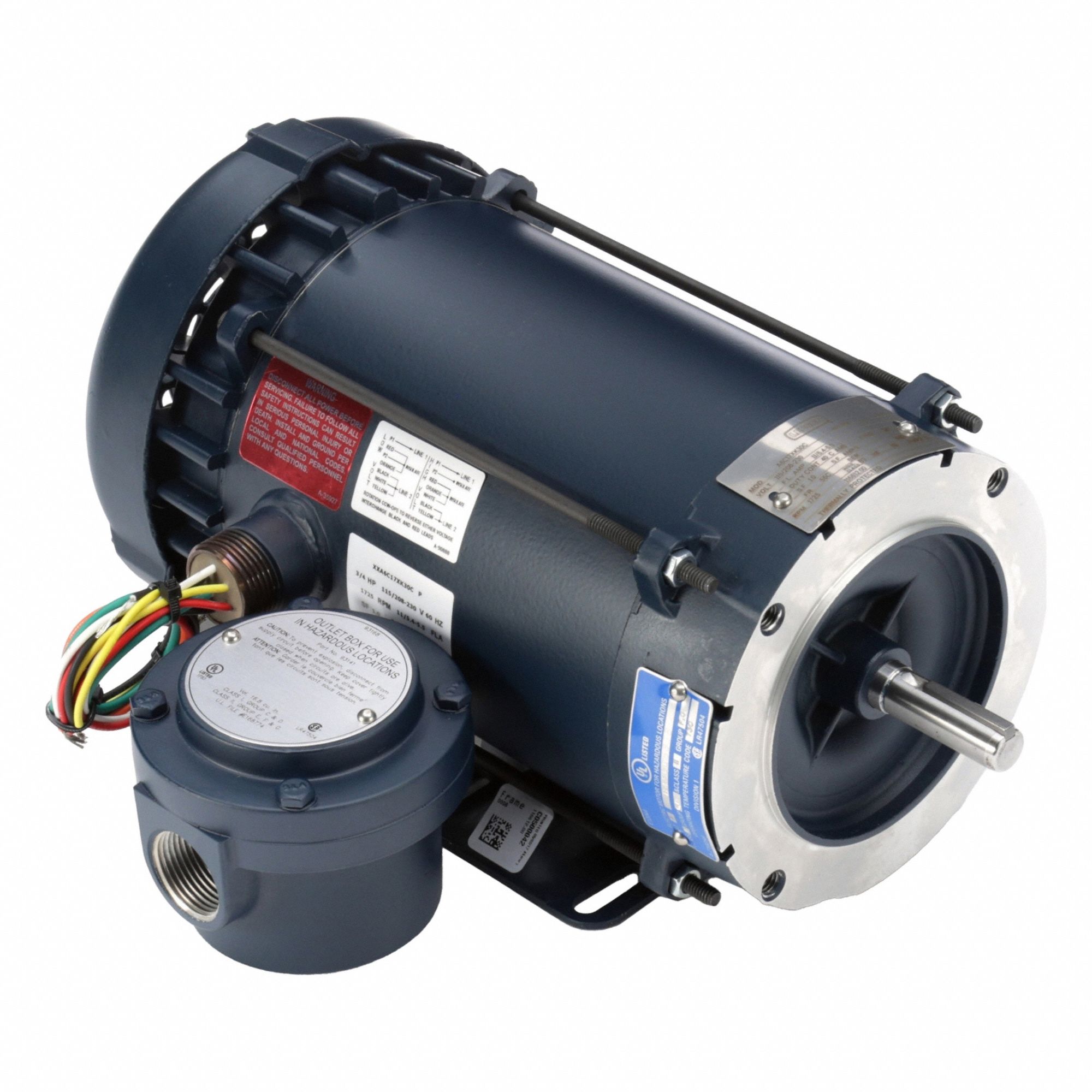 Hazardous Location Motor: Division I, Class I/Class II, C-Face/Rigid Base, 3/4 hp Horsepower
