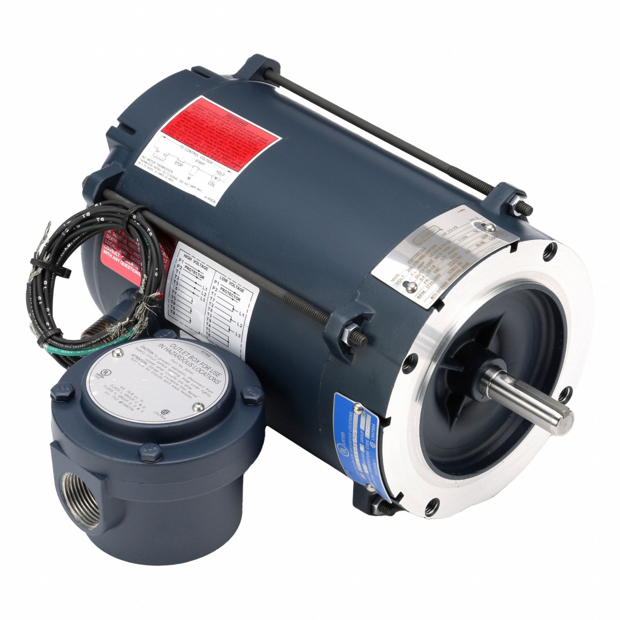 Hazardous Location Motor: Division I, Class I/Class II, C-Face, 1/2 hp Horsepower, 0.90 A