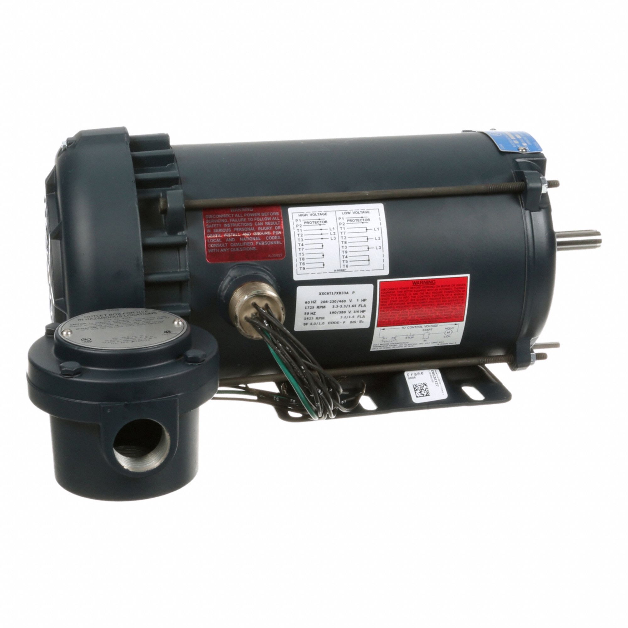 Hazardous Location Motor: Division I, Class I/Class II, Rigid Base, 1 hp Horsepower, 1.7 A