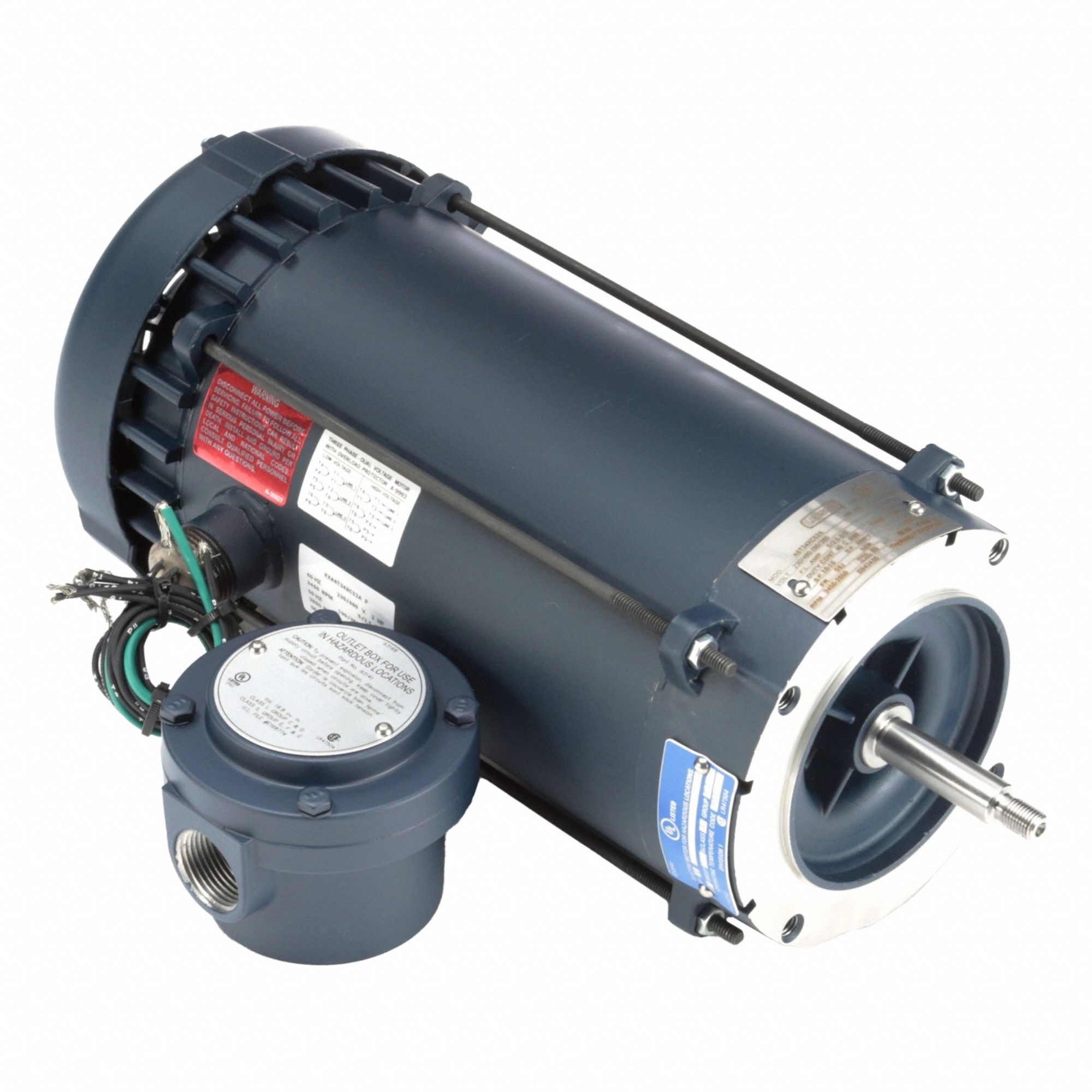 Hazardous Location Motor: Division I, Class I/Class II, C-Face, 2 hp Horsepower, 2.5 A, Auto