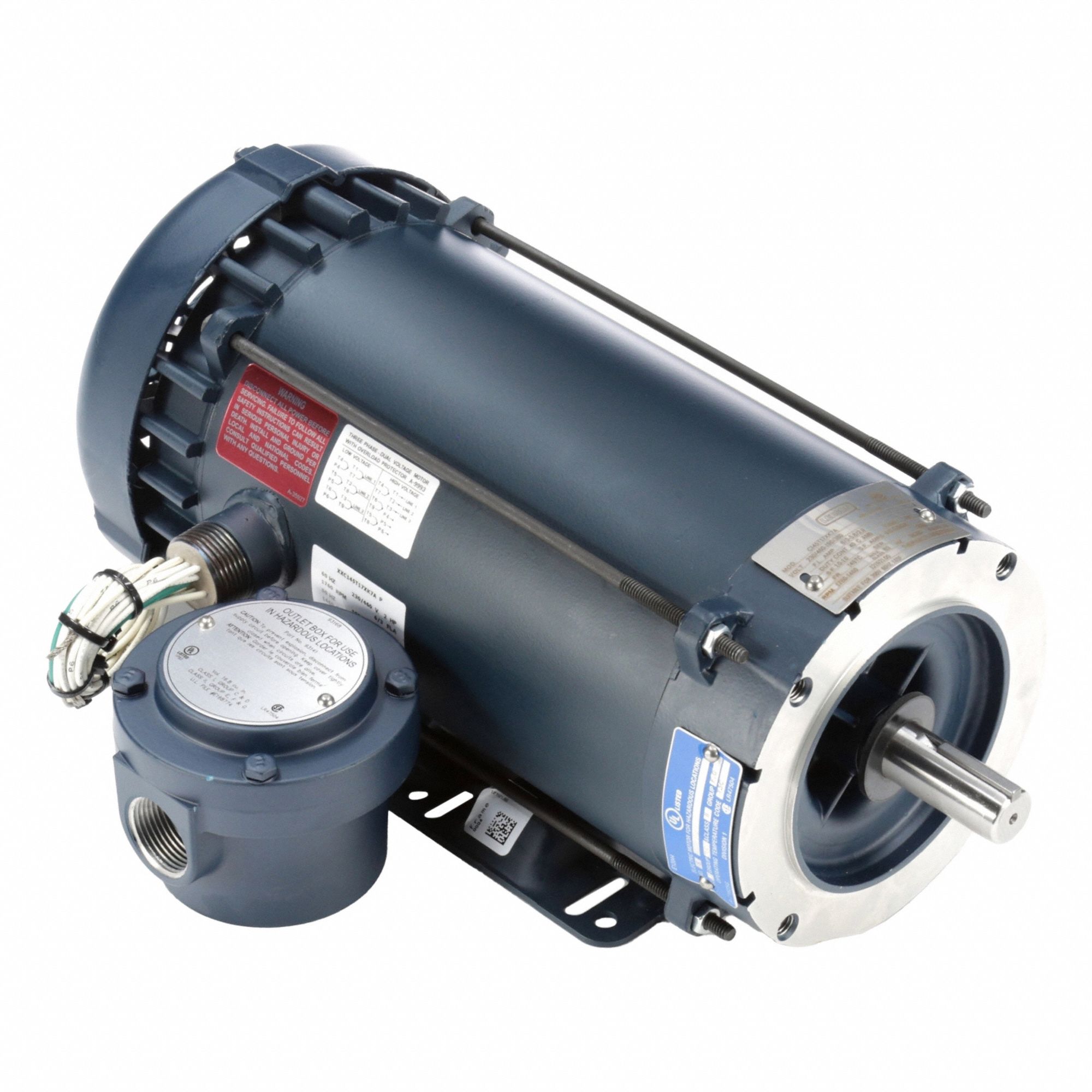 Hazardous Location Motor: Division I, Class I/Class II, C-Face/Rigid Base, 2 hp Horsepower
