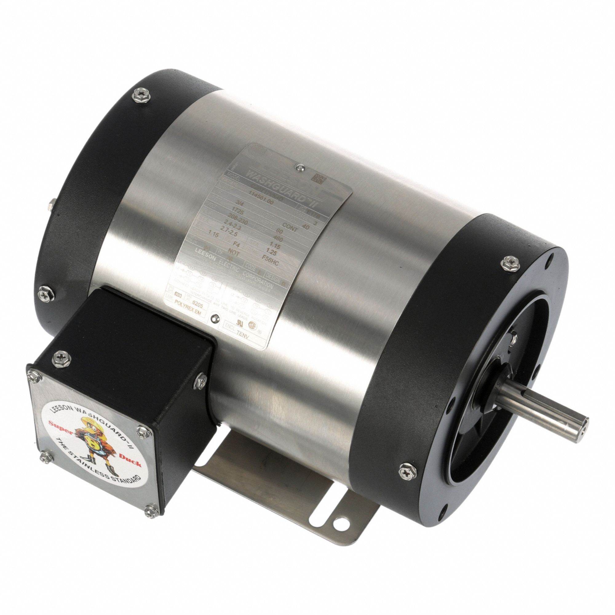 Washdown Motor: Three-Phase, 3/4 hp Horsepower, 1, 725 RPM RPM, 230/460V AC, 56HC Frame Size