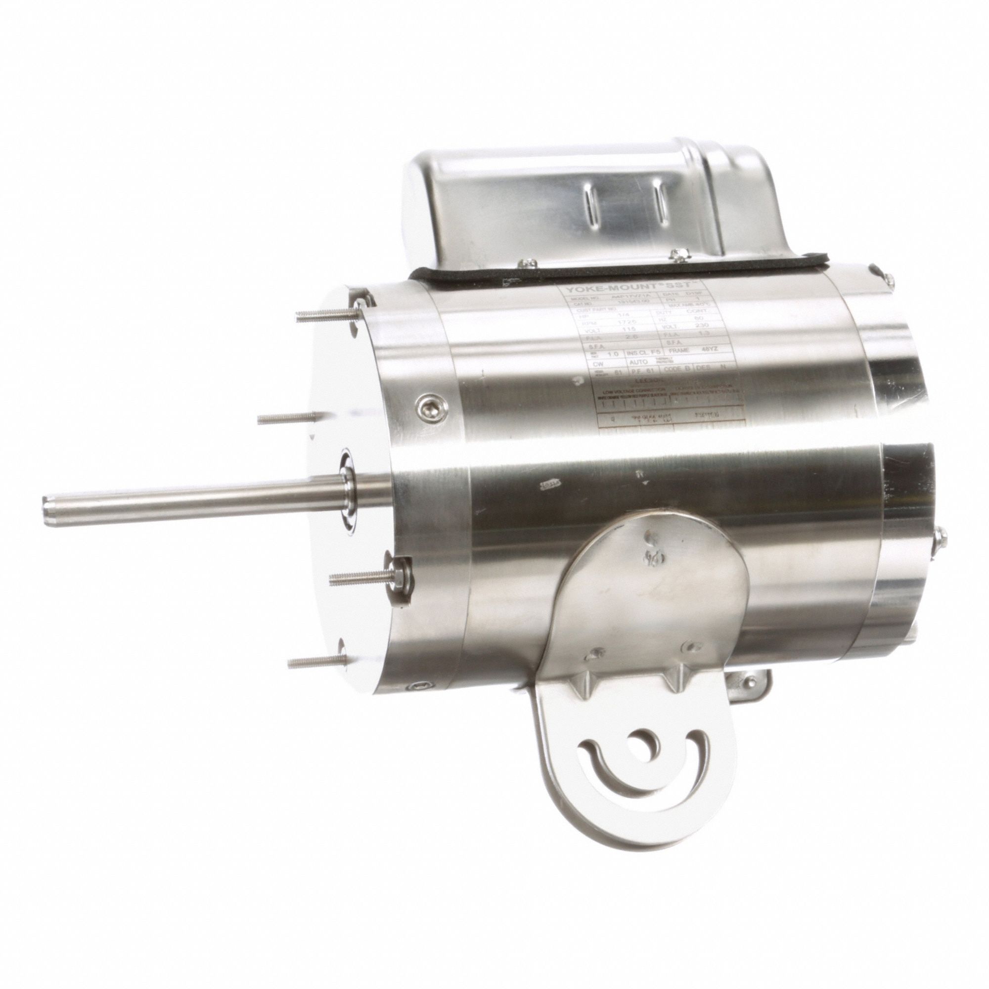 Washdown Motor: Permanent Split Capacitor, 1/4 hp Horsepower, 1, 735 RPM RPM, 115/230V AC
