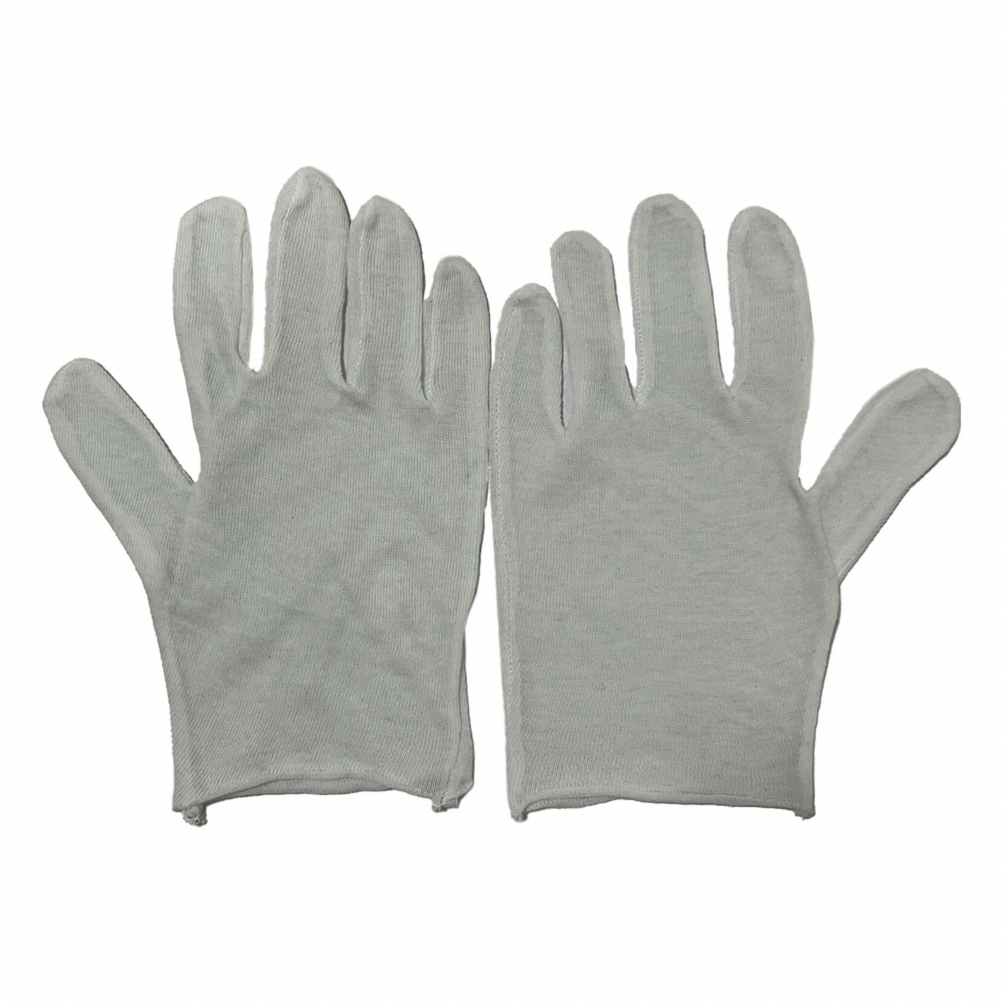 Inspection Gloves: L ( 9 ), Unfinished Hem, Cut and Sewn, 9 in Glove Lg, White, 12 PK