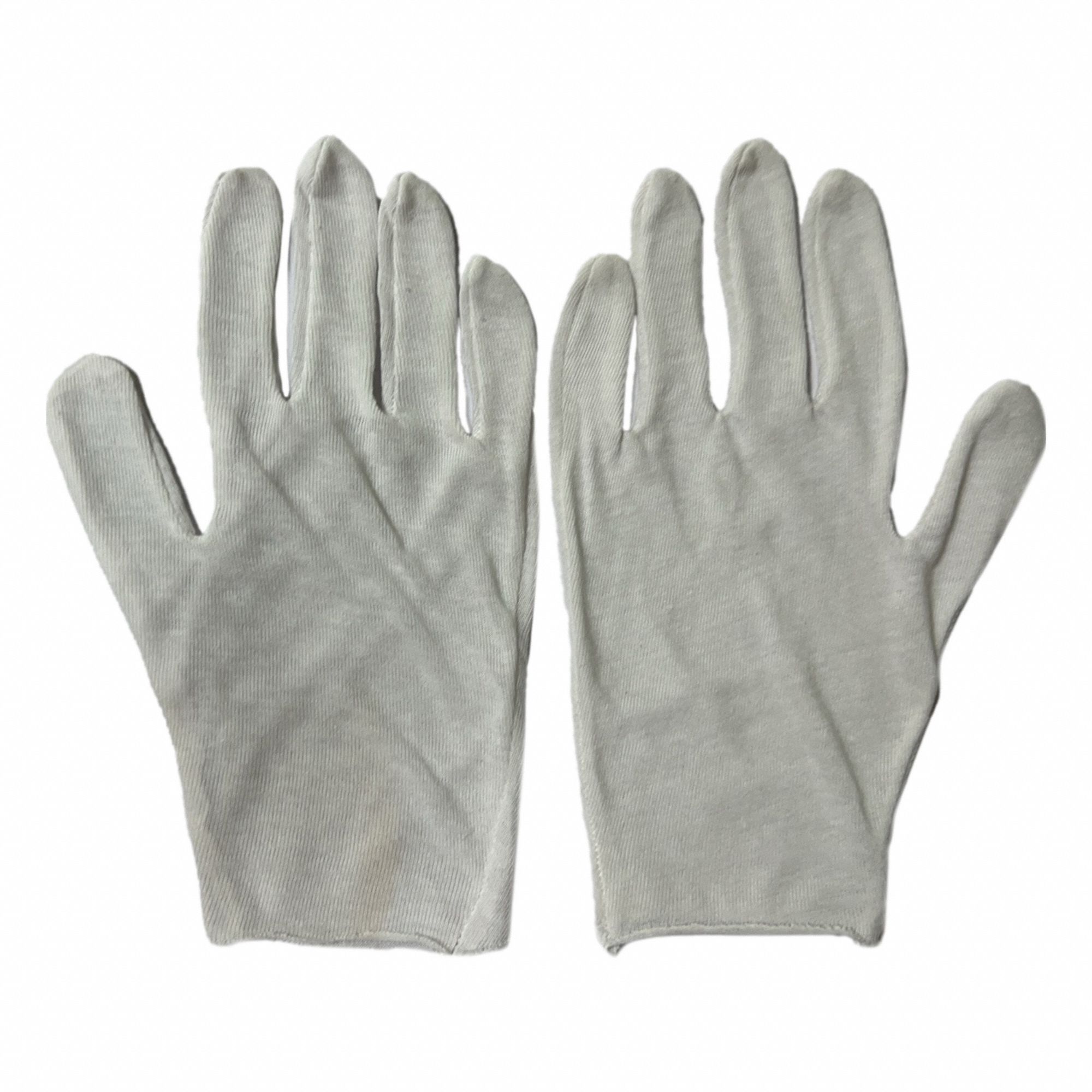 Inspection Gloves: L ( 9 ), Unfinished Hem, Cut and Sewn, 9 in Glove Lg, White, 12 PK