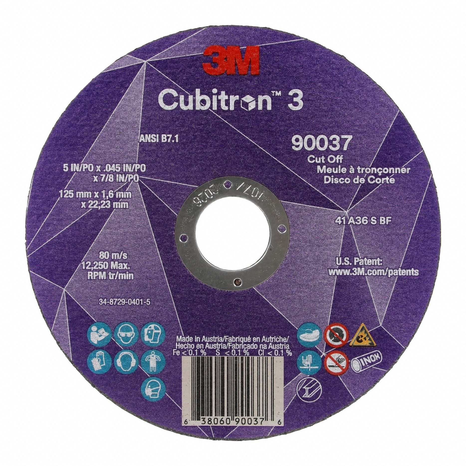 Cut-Off Wheel: Type 27, 6" x 0.045" x 7/8", Ceramic, 60 Grit, Cubitron 3