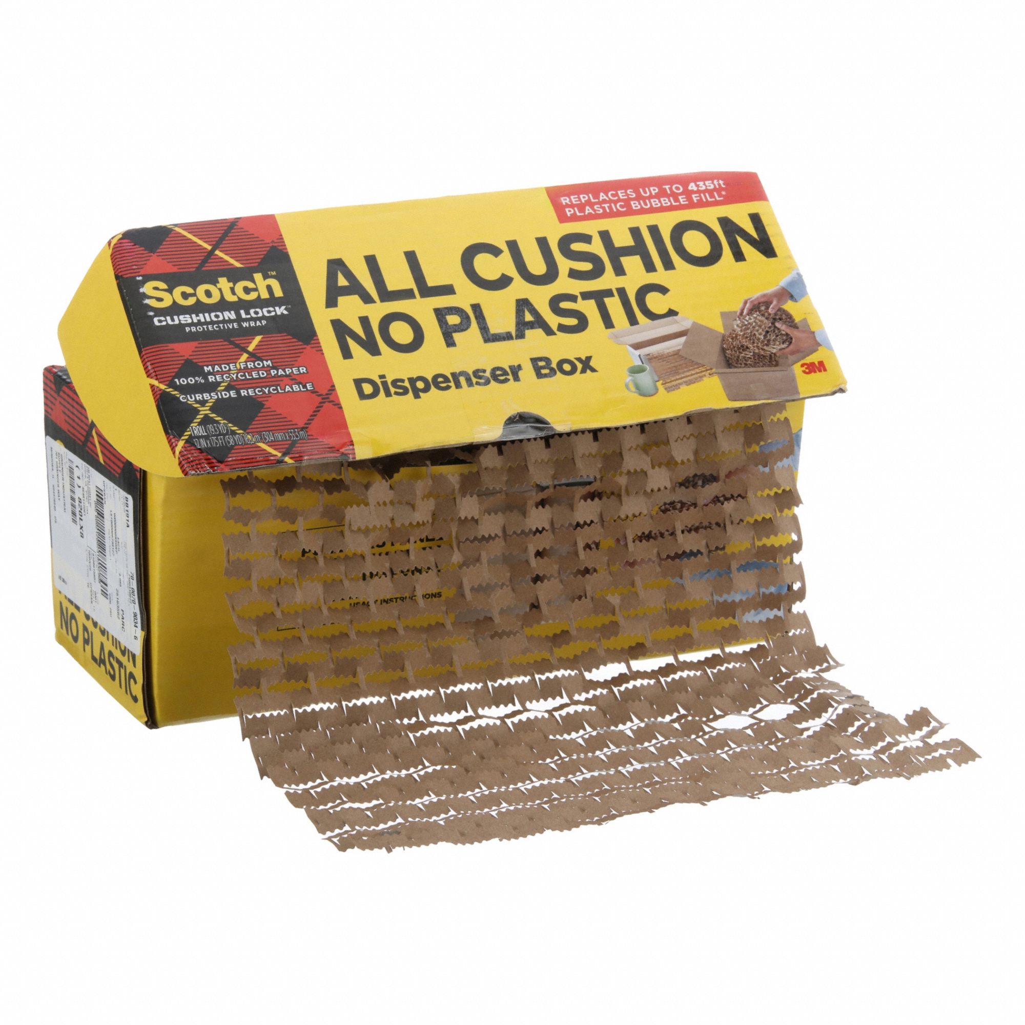 Protective Wrap: 12 in Roll Wd, 175 ft Roll Lg, 4.55 lb Basis Wt, Brown, Recycled Paper