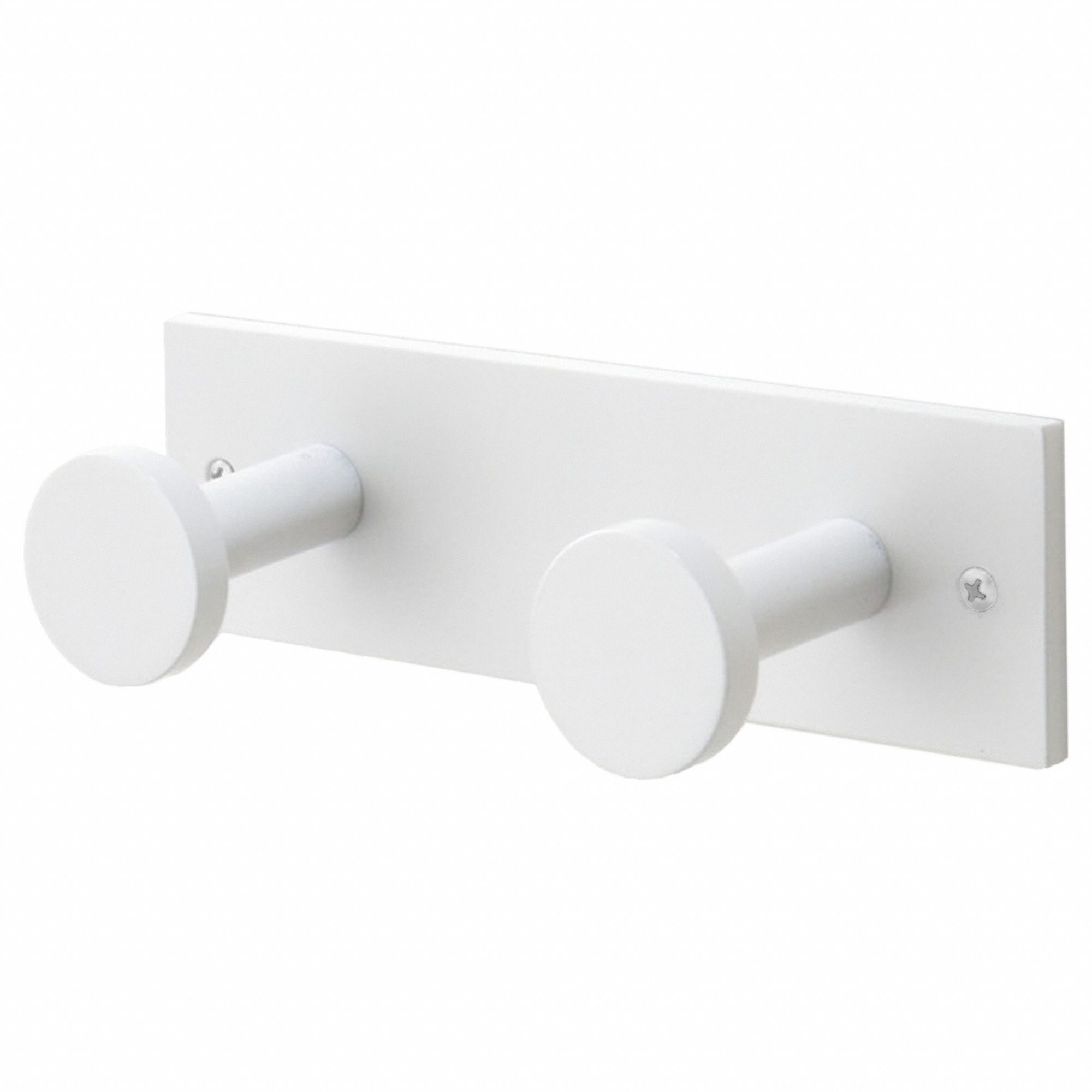 Garment Hook Rack: 2 Hooks, 2 1/2 in Overall Ht, 8 1/2 in Overall Wd, 2 1/4 in Overall Dp