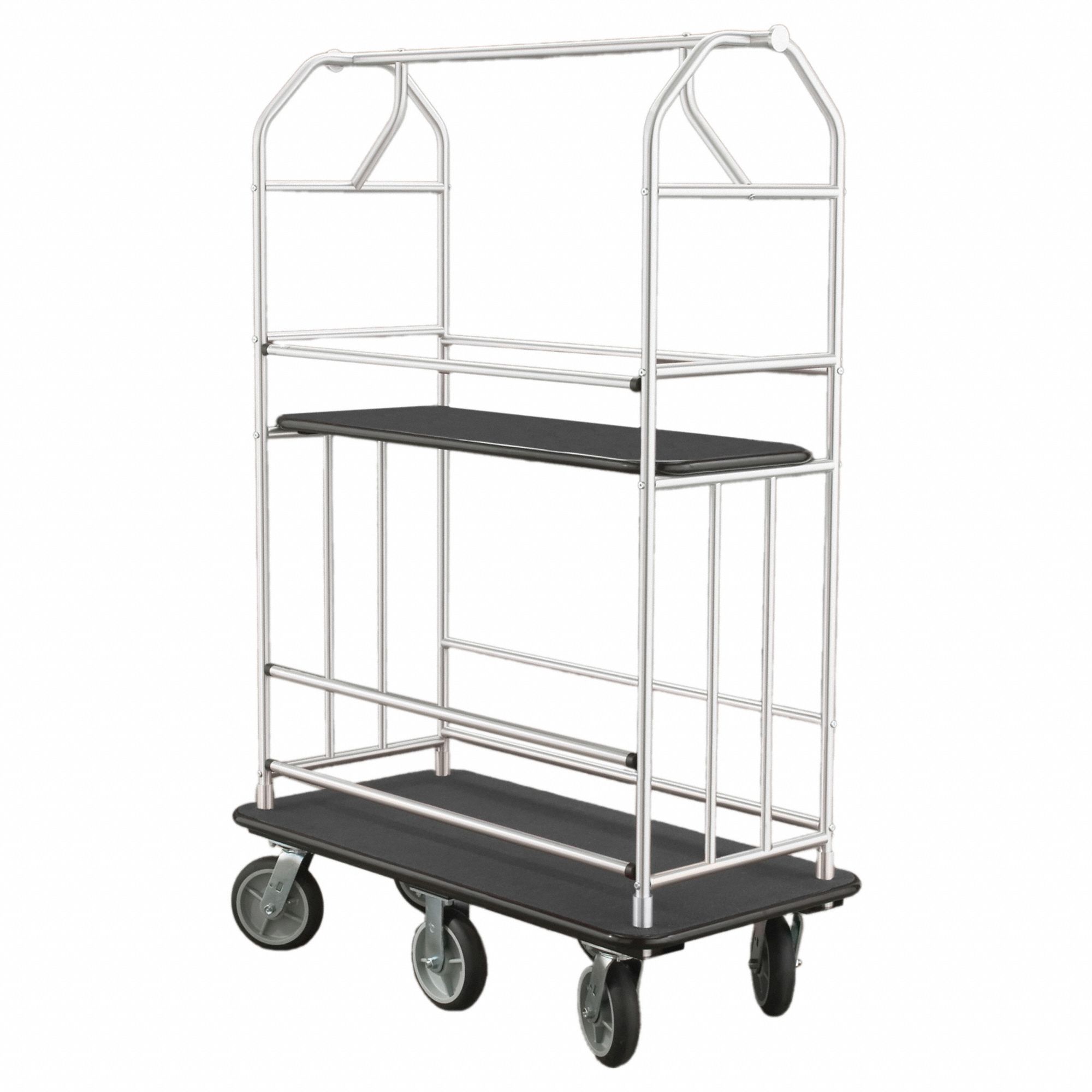 Bellman Cart: 1 in Frame Dia, 49 in Overall Lg, 25 in Overall Dp, 71 in Overall Ht, Black