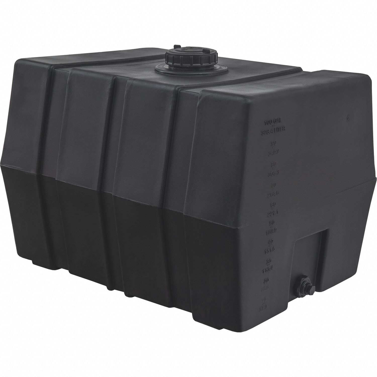 ROMOTECH Reservoir: Single Wall, Vertical, 100 gal, Closed Top, 3/16 in Wall Thick, 38 in x 30 in (MPN 82123925). Key specifications — Construction Material: Polyurethane; Brand: ROMOTECH.