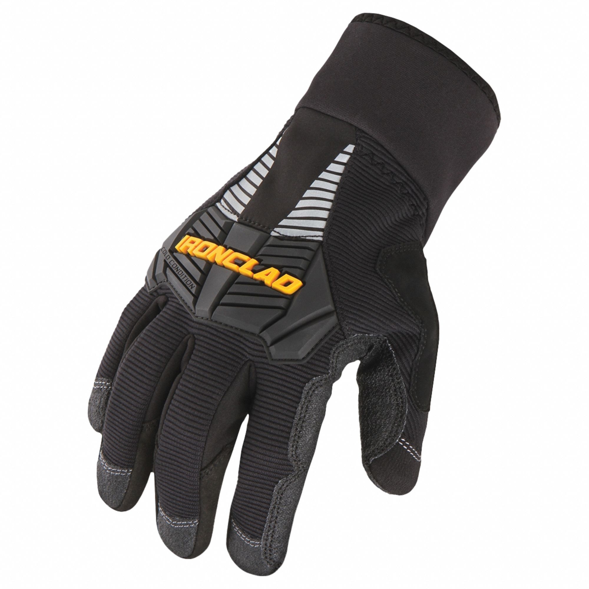 Mechanics Gloves: 3XL ( 12 ), 30°F Min Temp, Synthetic Leather, Slip-On Cuff, Palm, 1 PR
