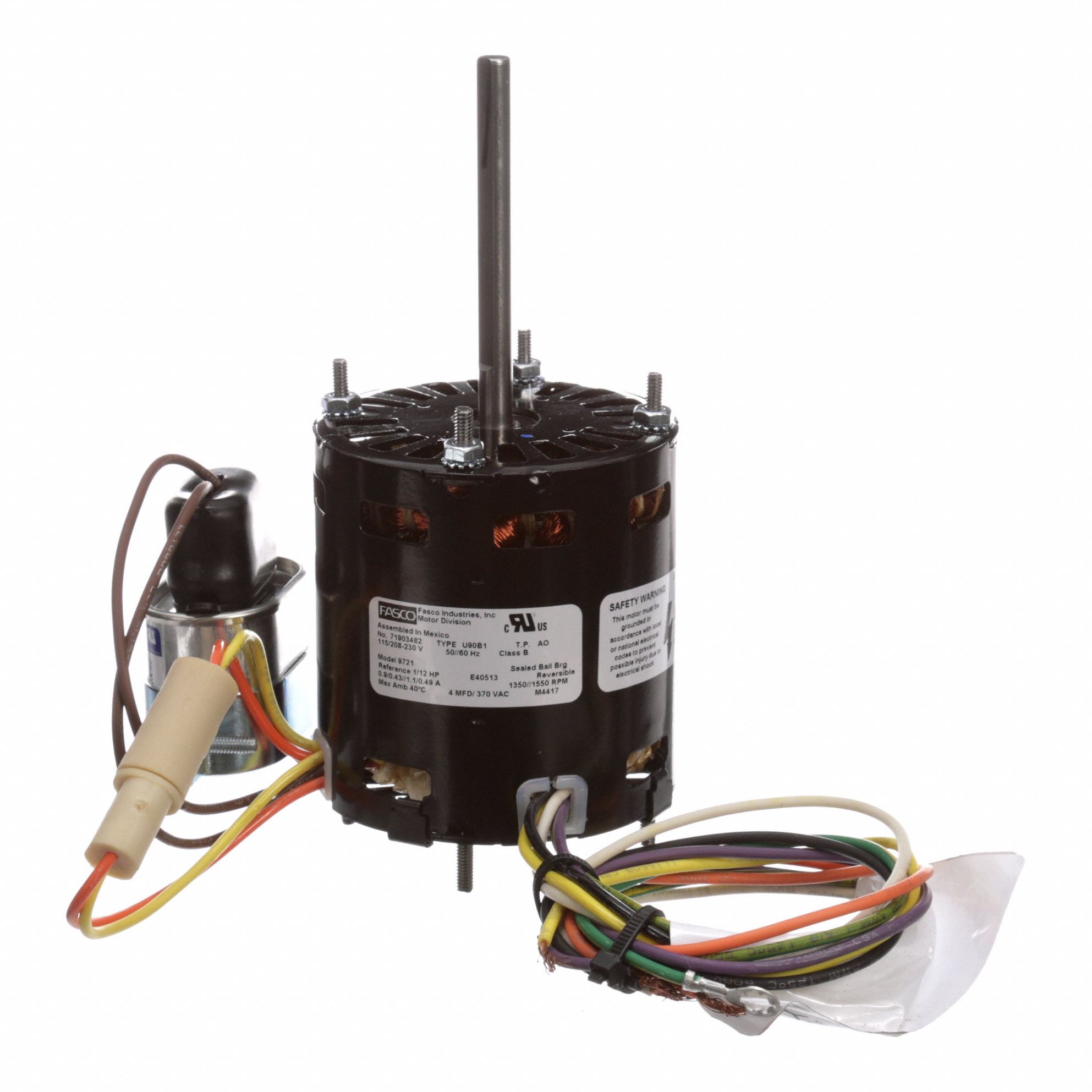 Direct Drive Blower Motor: Single Phase, Stud, Permanent Split Capacitor, 1/12 hp, 1, 550 RPM