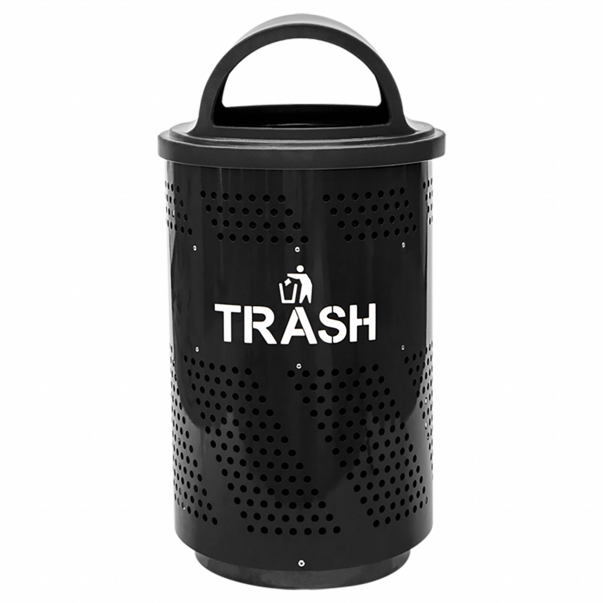 Trash Can: Round, Canopy Top, 51 gal Container Capacity, 25 in Overall Dia, 25 in, Steel