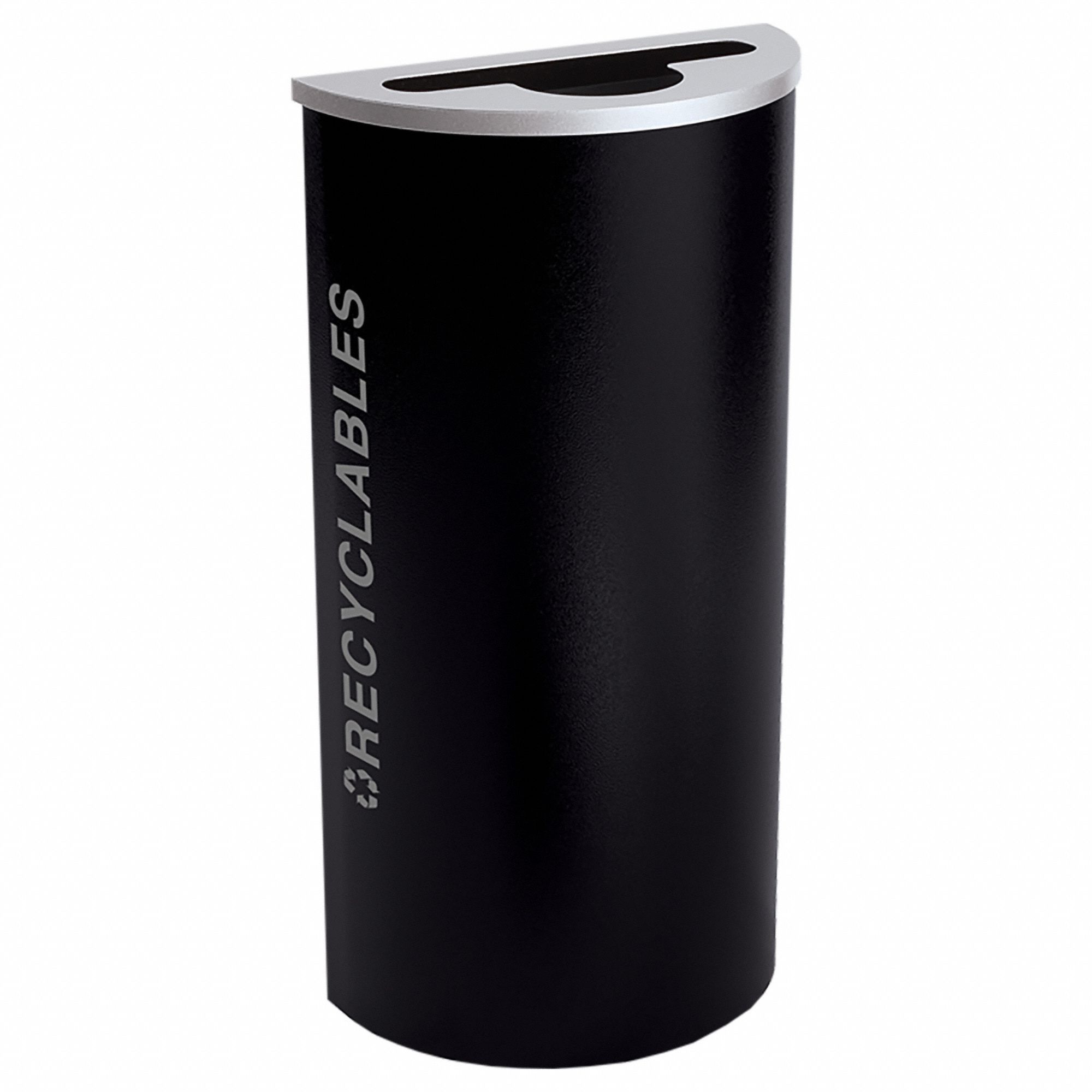 Recycling Bin 8 gal Black Half-Round