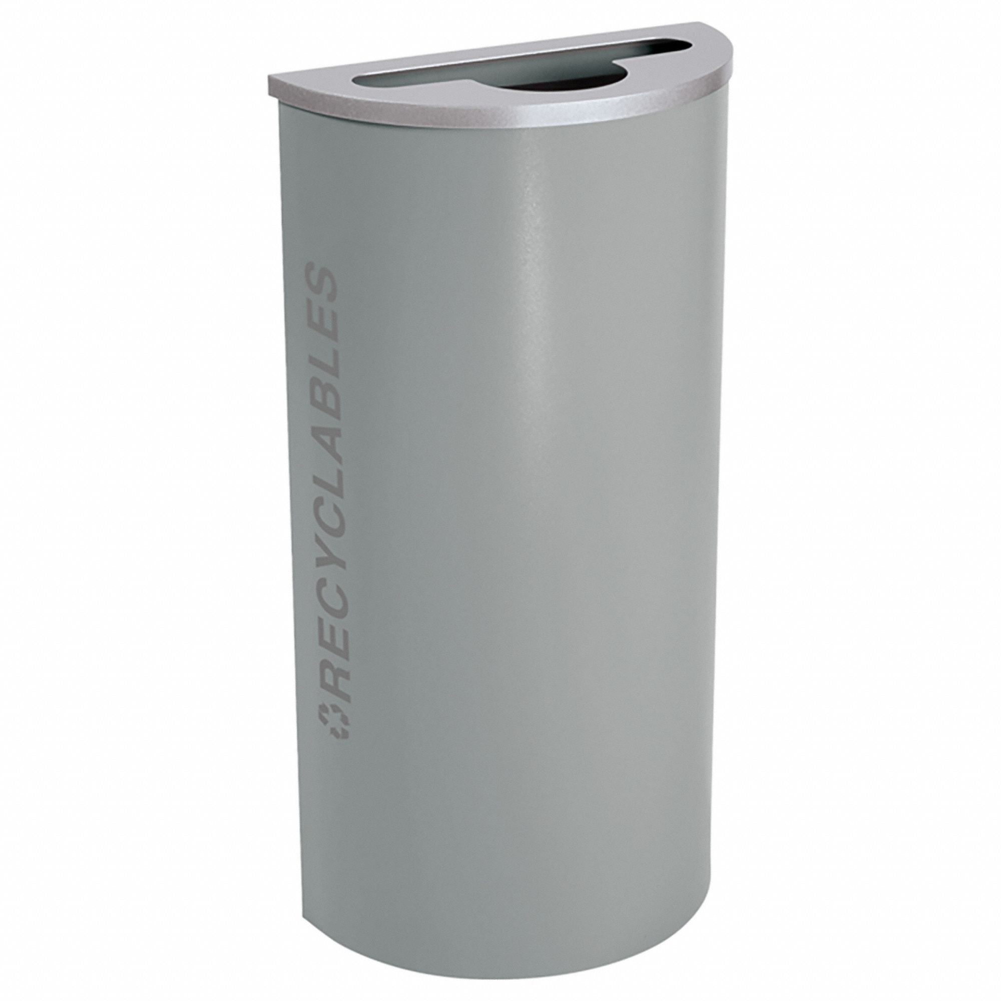 Recycling Bin 8 gal Gray Half-Round