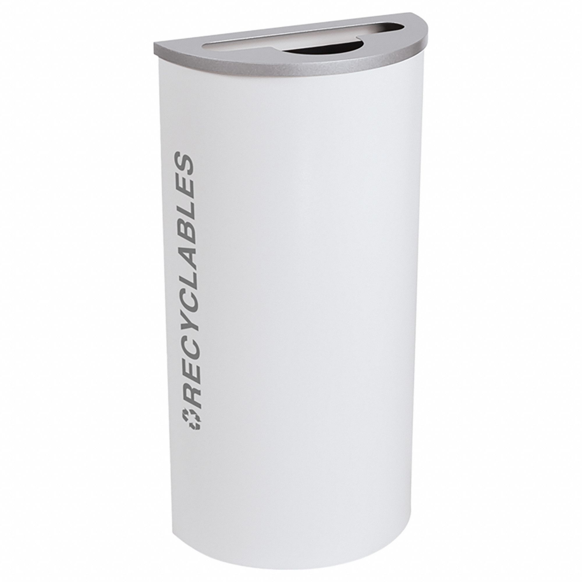 Recycling Bin 8 gal White Half-Round