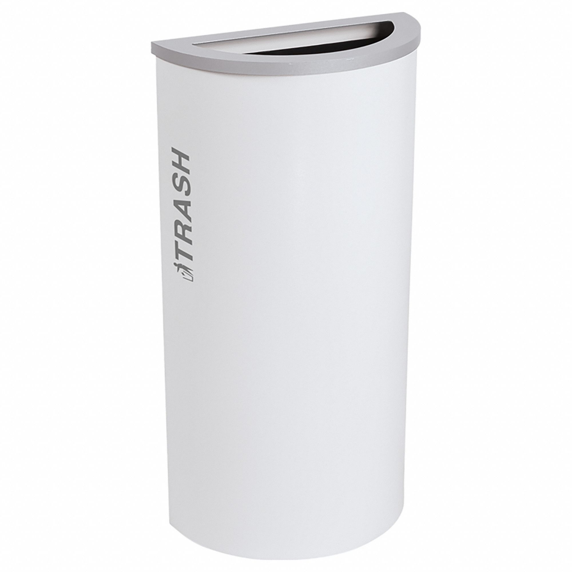 Recycling Bin 8 gal White Half-Round
