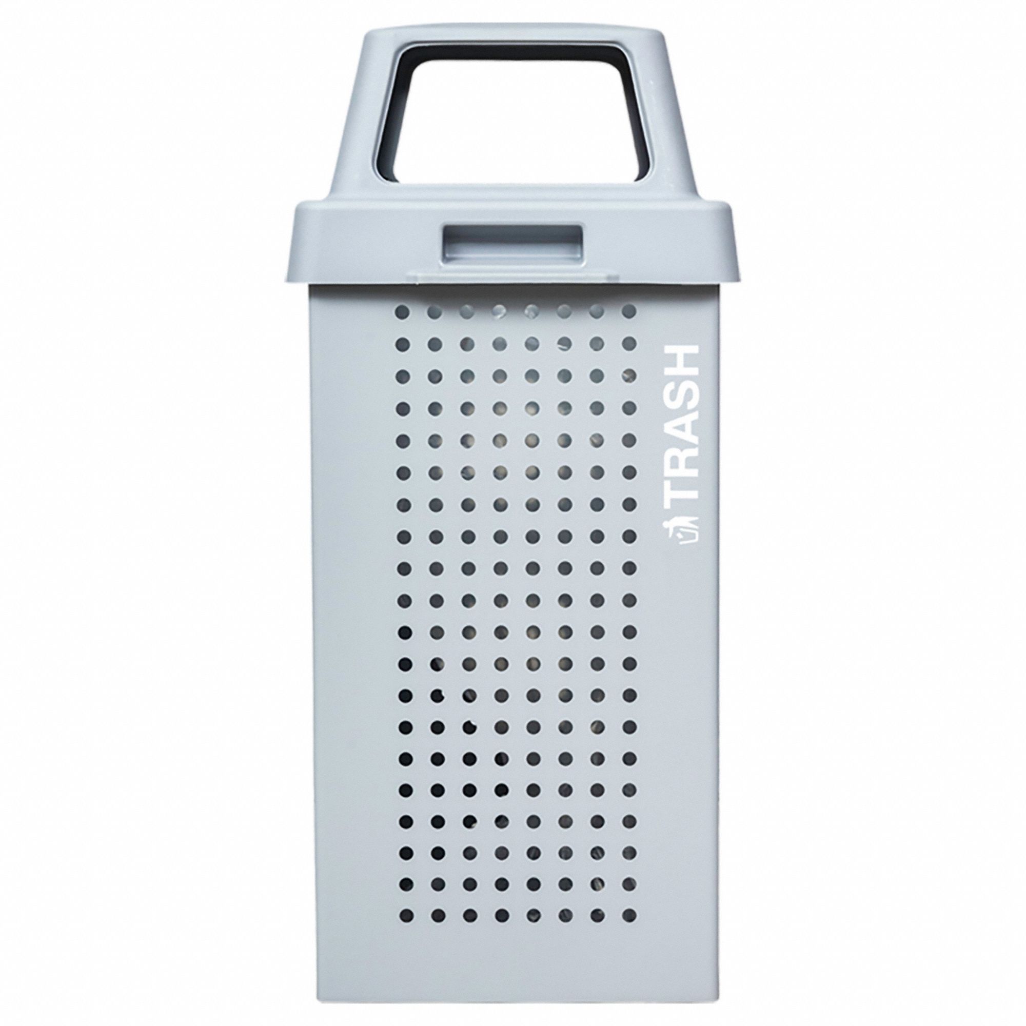 Trash Can: Square, Canopy Top, 36 gal Container Capacity, 18 in Overall Wd, 18 in, Steel