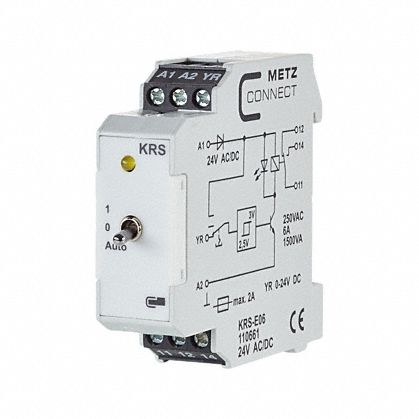 Relay: DIN-Rail Mounted, 6 A, 24V AC/DC, Screw