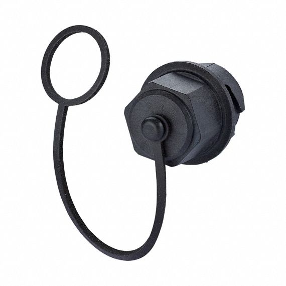 IP67 Protective Cap: Protective Cap, Plastic, V1 Plug, IP67/IP6X/IPX7, Black