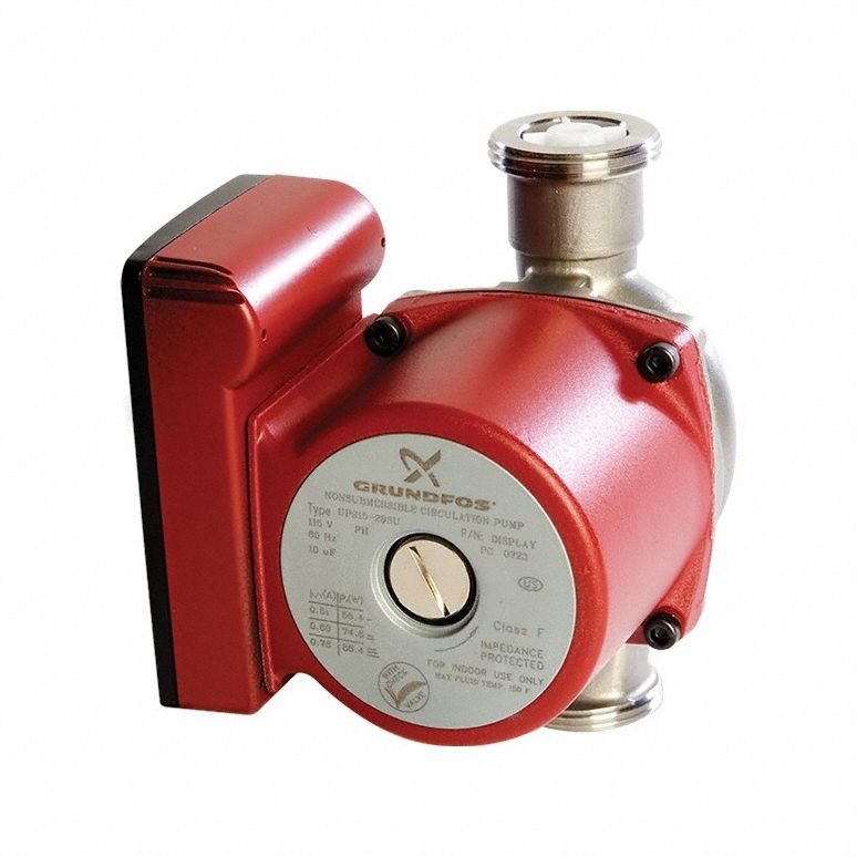 Circulating Pump: 1/8 hp HP, 115V AC, Stainless Steel, 3, 25 gpm, 18 ft Max. Head, Inline