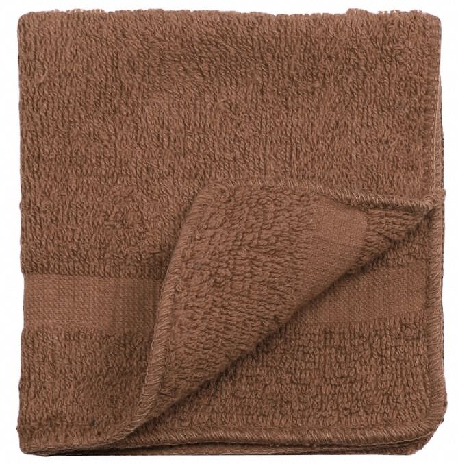 Wash Cloth: Brown, 12 in Overall Lg, 12 in Overall Wd, 3/4 lb/dozen, Open End Material