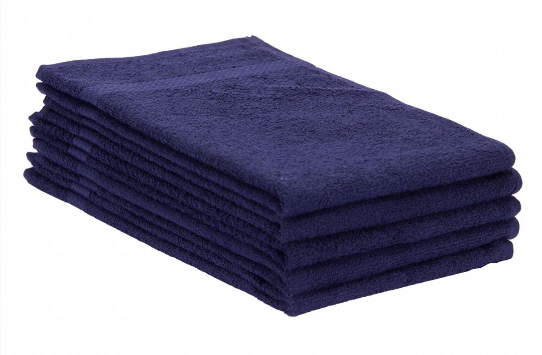 Salon Towel: Navy, 29 in Overall Lg, 16 in Overall Wd, 3 lb/dozen, Ring Spun Material