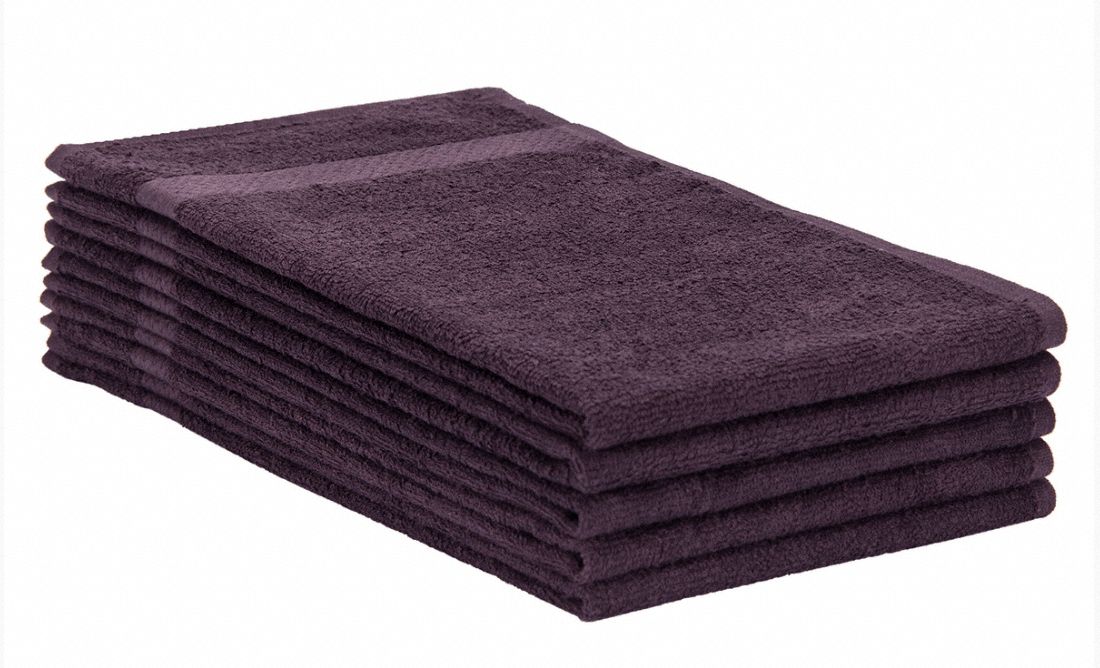 Salon Towel: Eggplant, 29 in Overall Lg, 16 in Overall Wd, 3 lb/dozen, Dobby Border