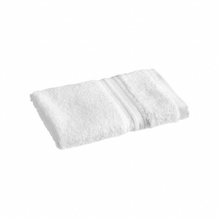Wash Cloth: White, 13 in Overall Lg, 13 in Overall Wd, 1-1/2 lb/dozen, Dobby Border