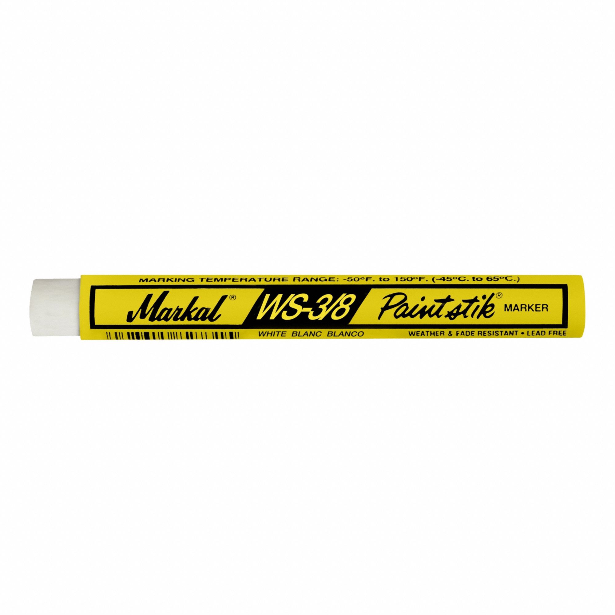 Marking Crayon: Water Removable, Gen Purpose, White, Hex, 12 PK