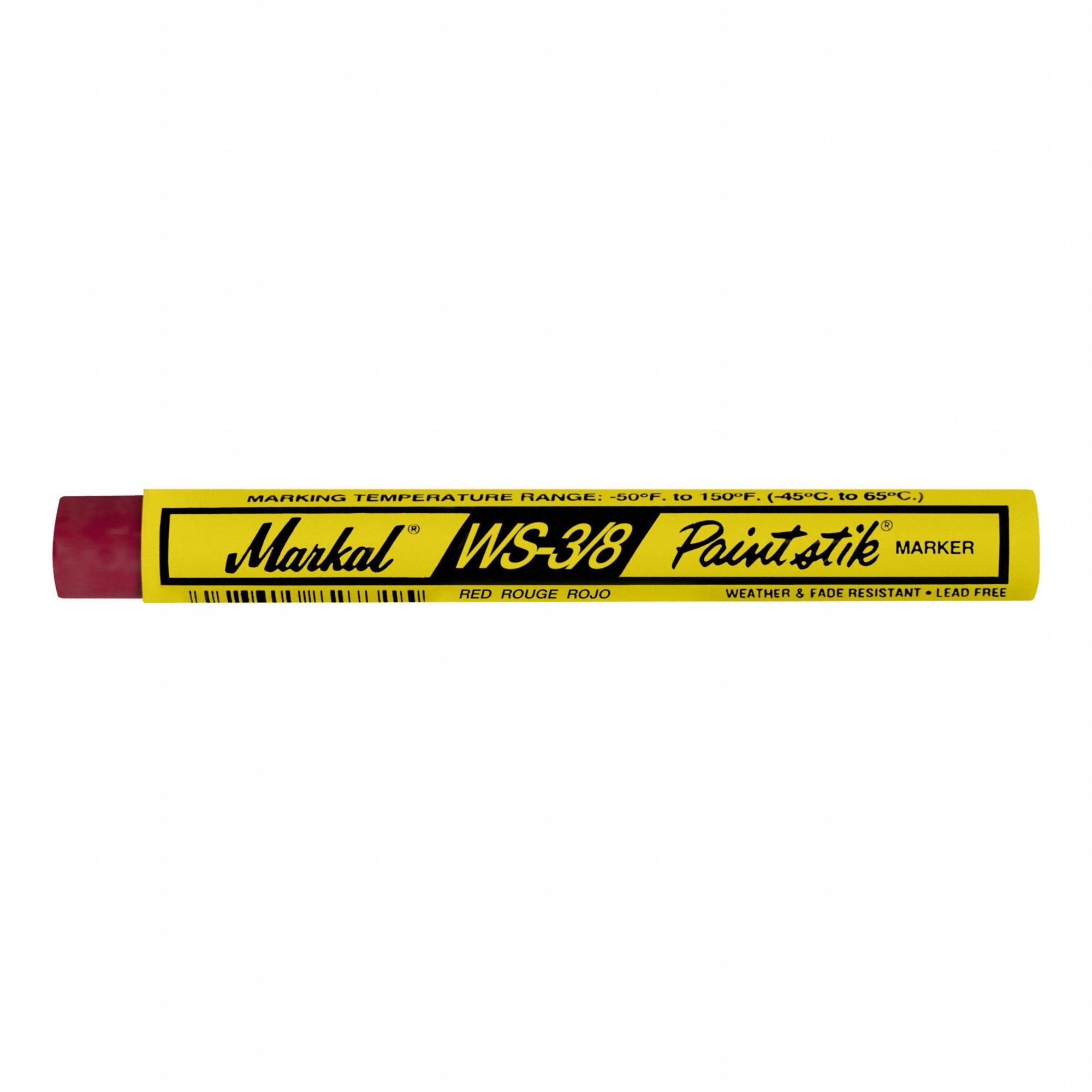 Marking Crayon: Water Removable, Gen Purpose, Red, Hex, 12 PK